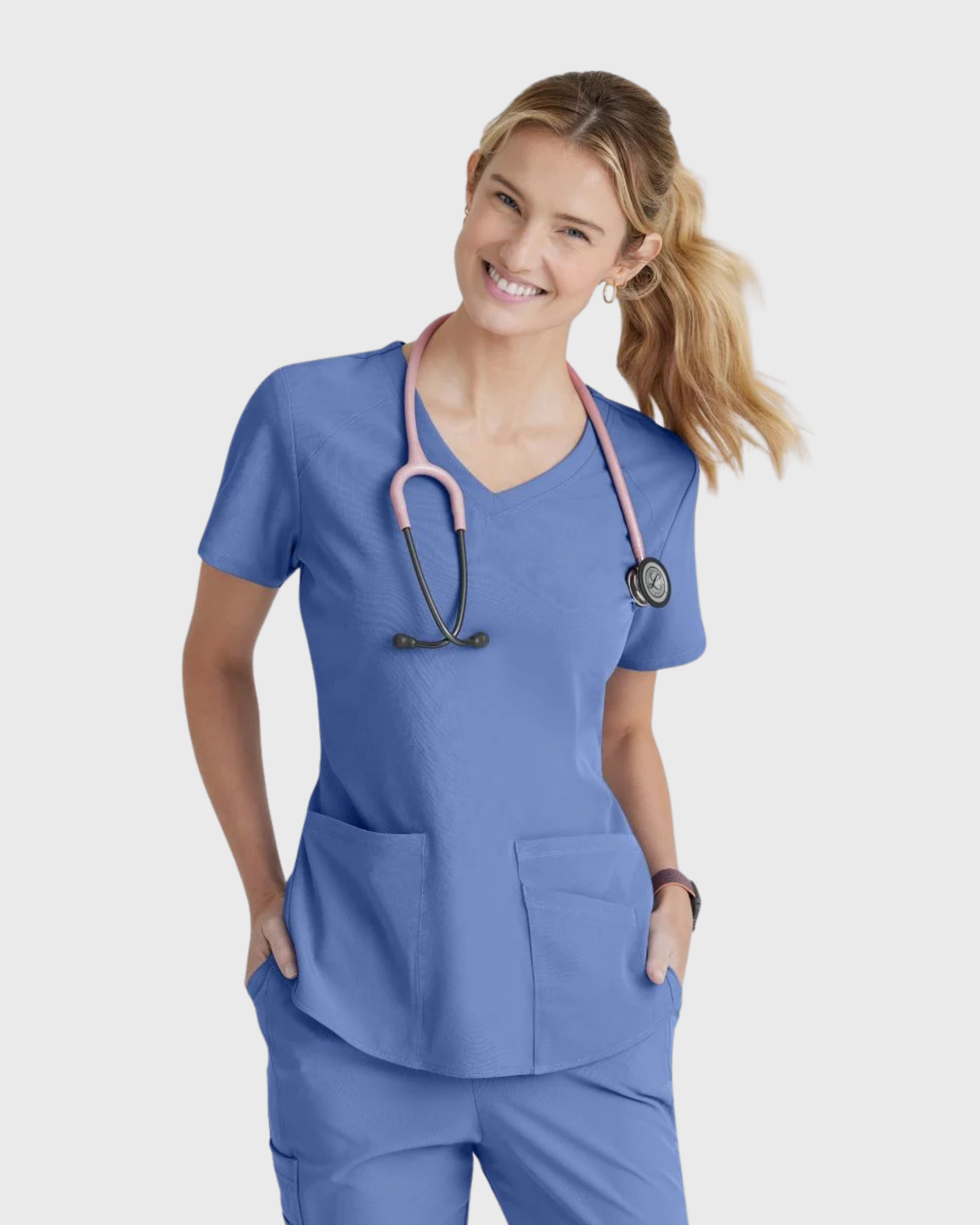 Skechers - Breeze 3’Pocket Curved V’Neck Top & Mid’Rise Straight Leg Pant Scrub Set