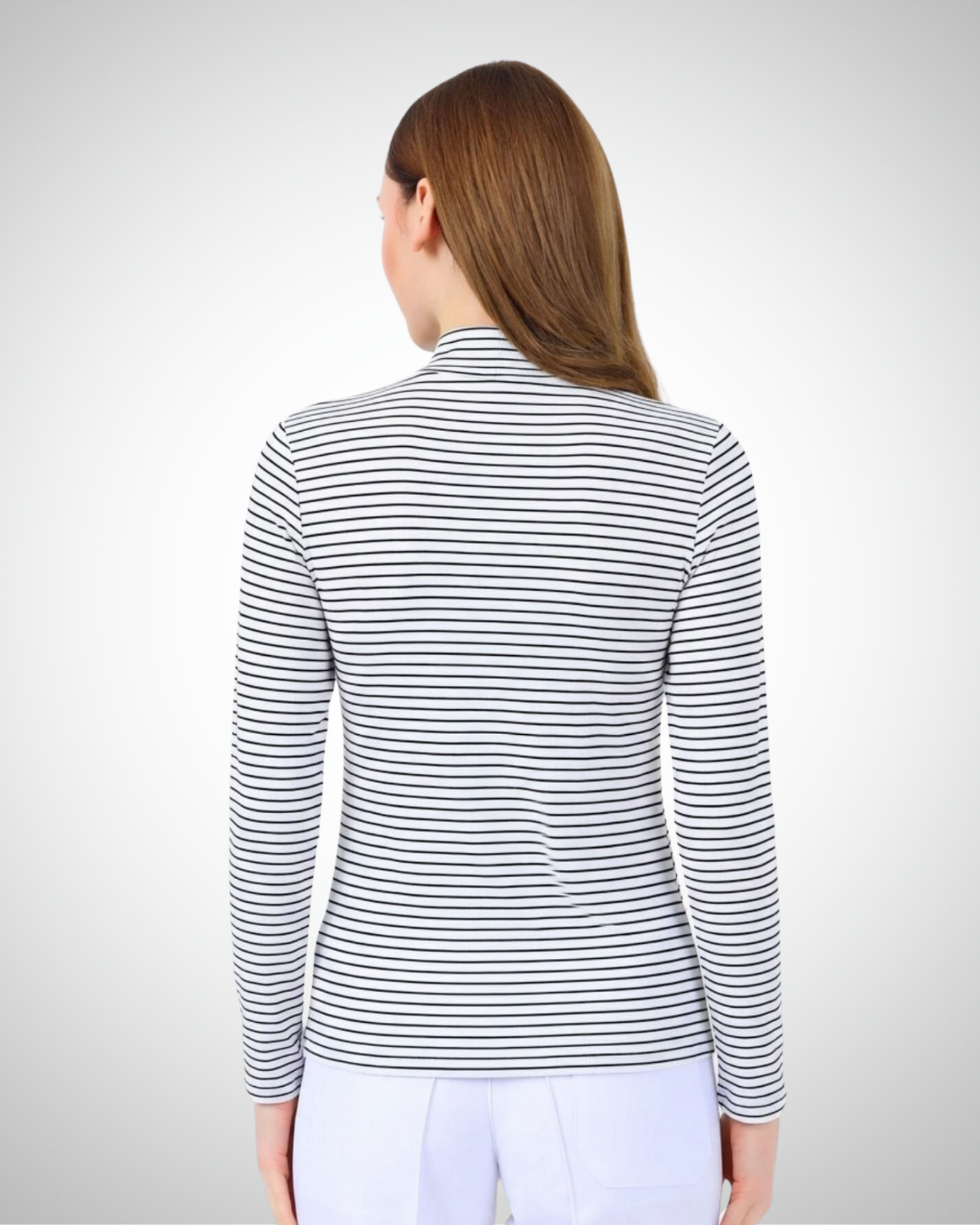 Viridi - Fisherman Collar Striped Body Black & White