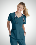 Skechers - Breeze 3’Pocket Curved V’Neck Top & Mid’Rise Straight Leg Pant Scrub Set