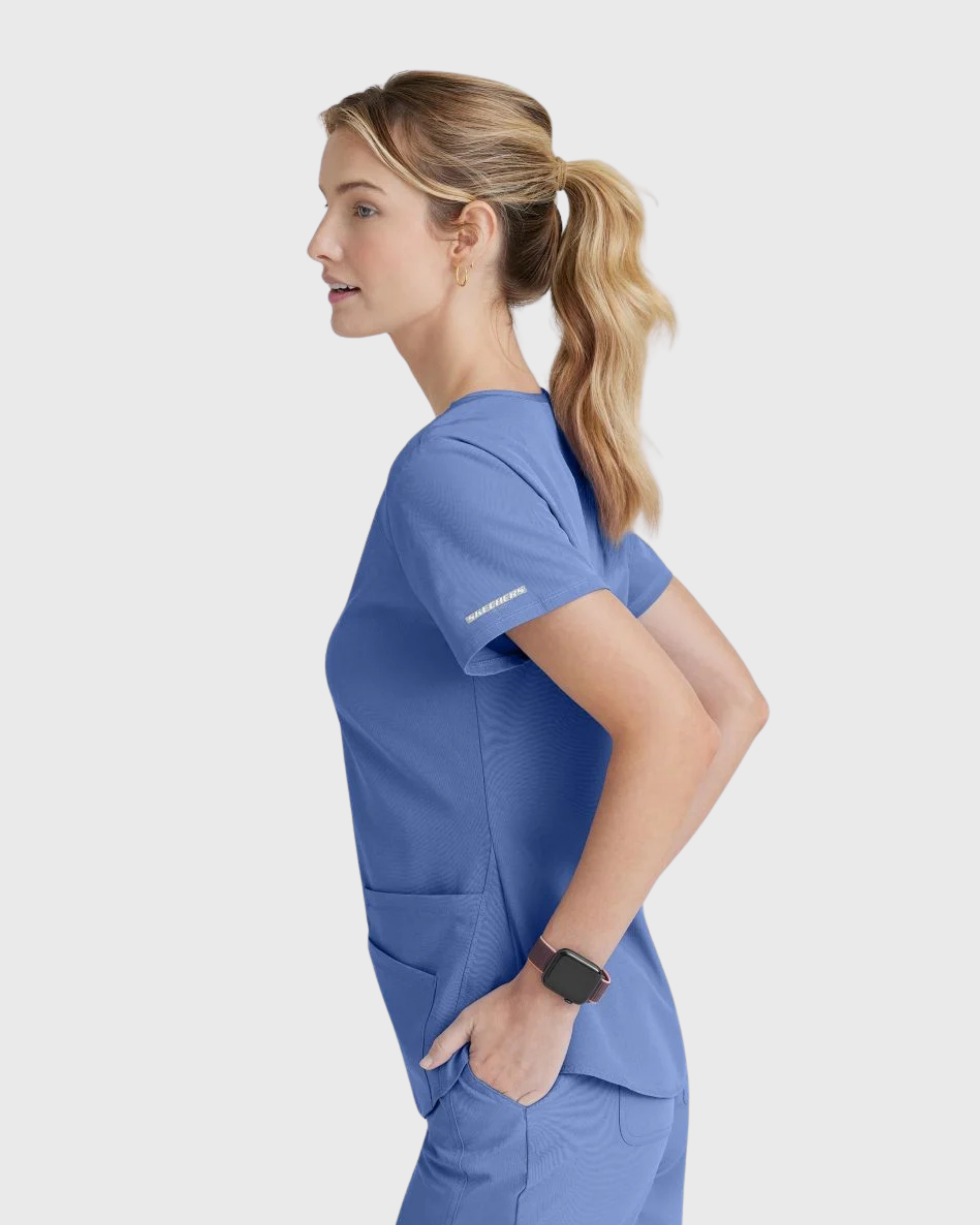 Skechers - Breeze 3’Pocket Curved V’Neck Top & Mid’Rise Straight Leg Pant Scrub Set