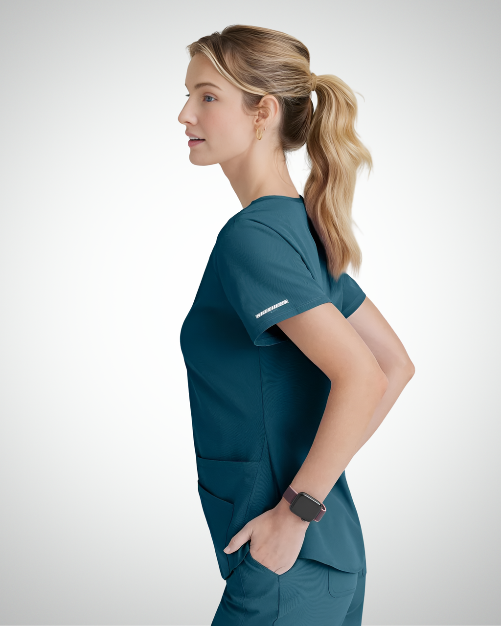 Skechers - Breeze 3’Pocket Curved V’Neck Top & Mid’Rise Straight Leg Pant Scrub Set