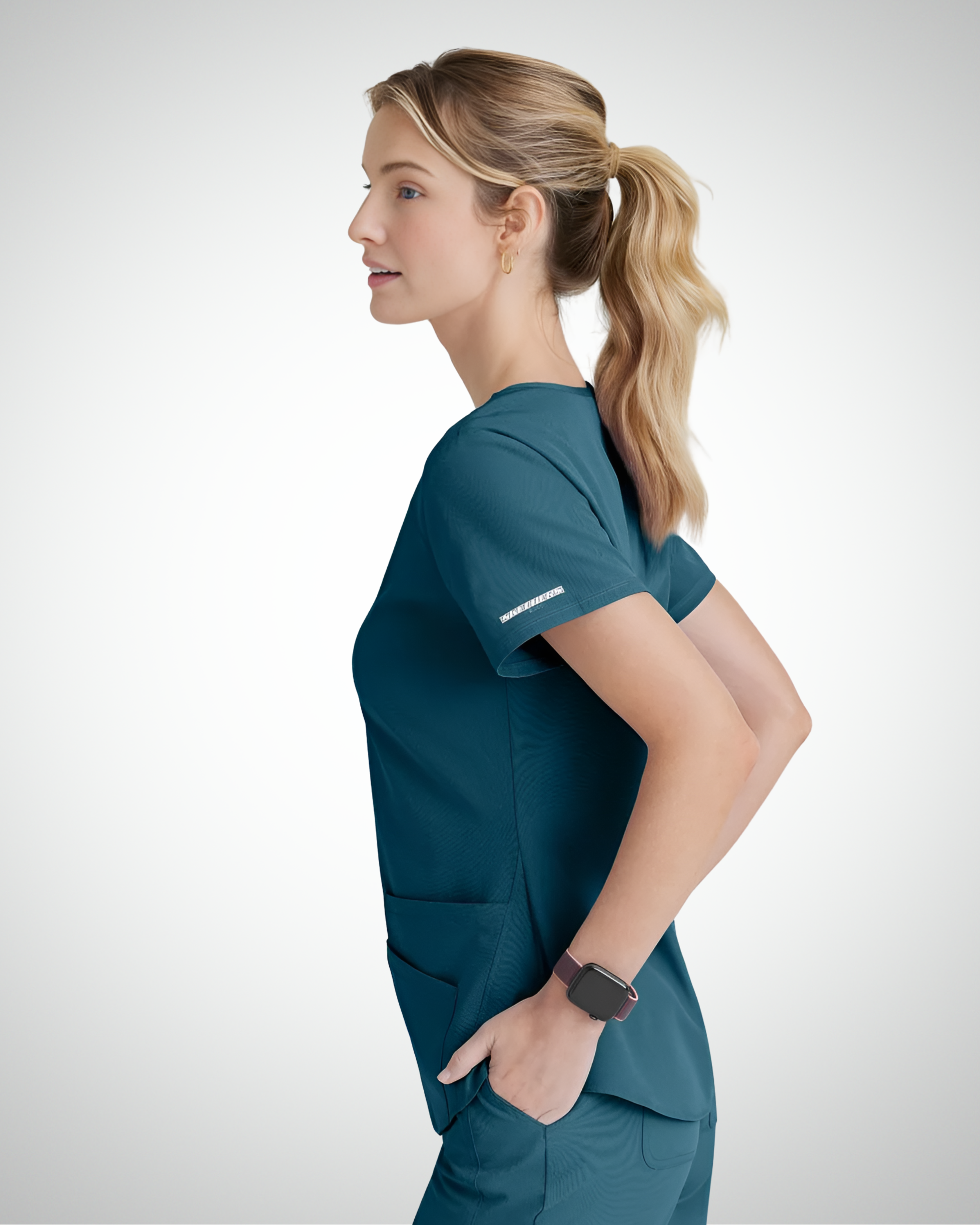 Skechers - Breeze 3’Pocket Curved V’Neck Top & Mid’Rise Straight Leg Pant Scrub Set