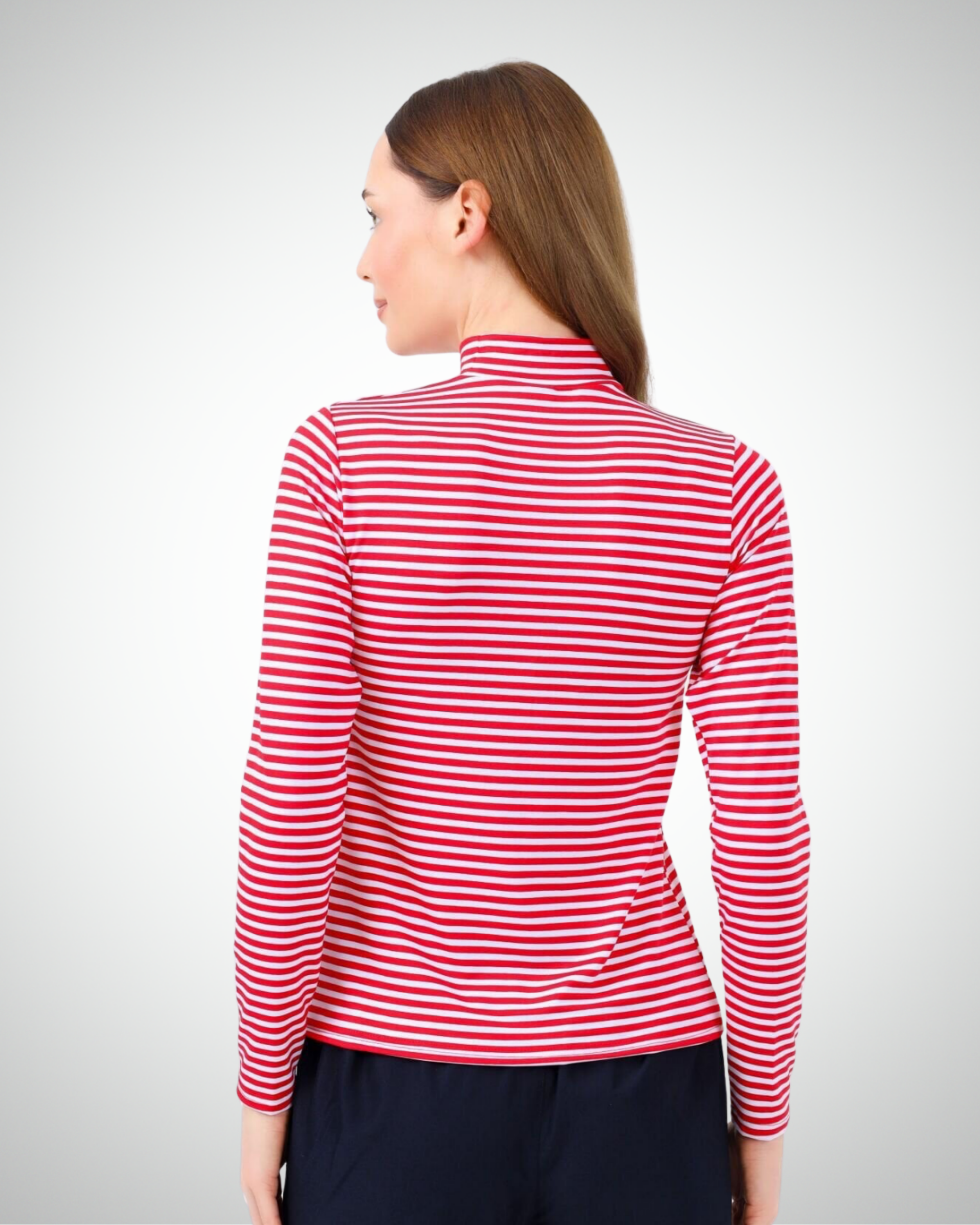 Viridi - Fisherman Collar Striped Body Red & White