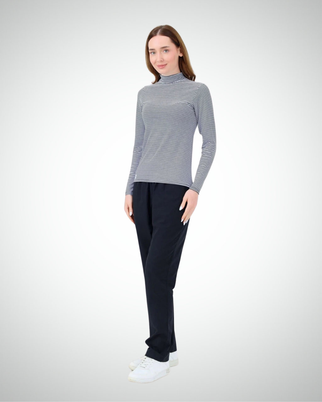 Viridi - Fisherman Collar Striped Body Black & White