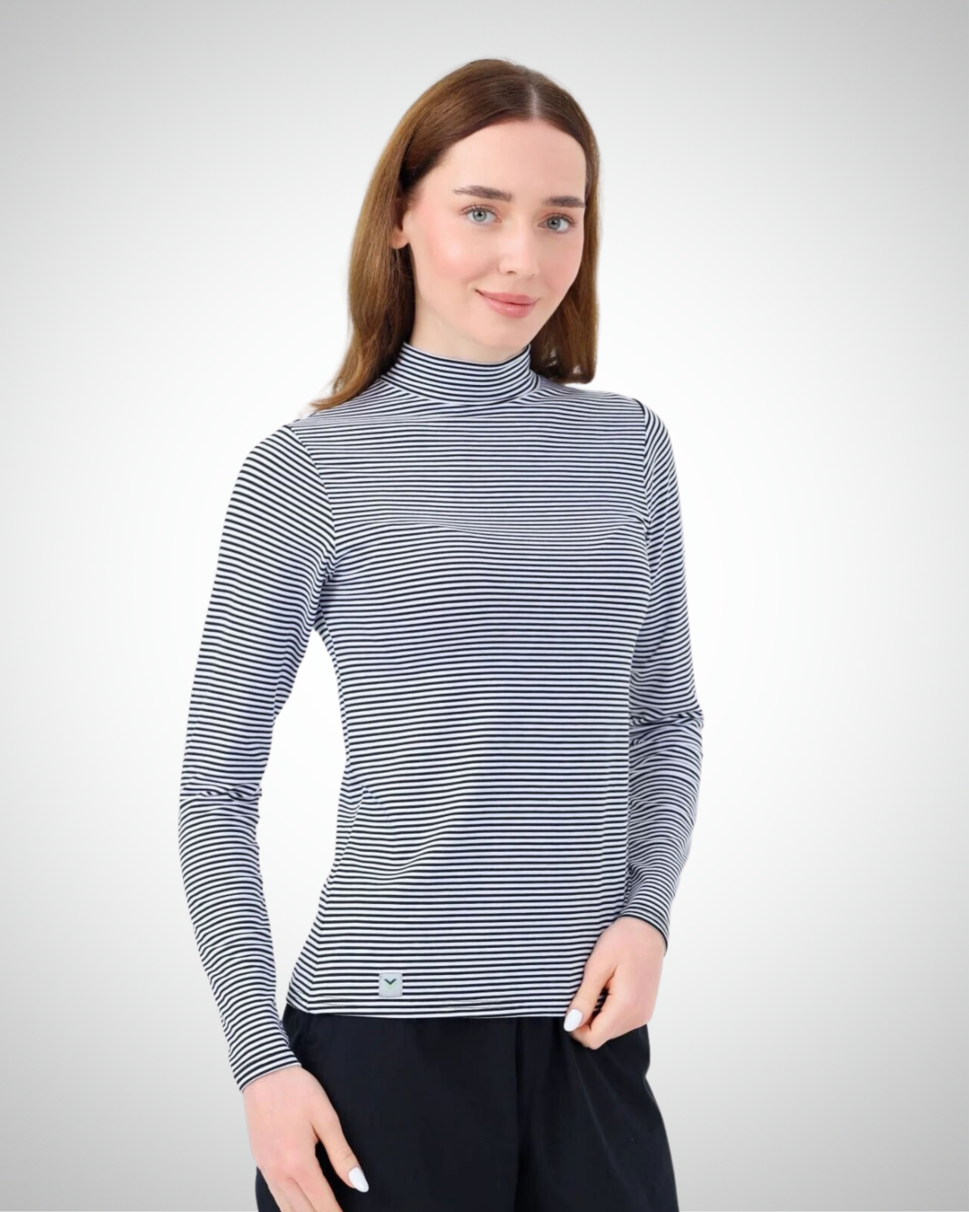 Viridi - Fisherman Collar Striped Body Black & White