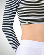 Viridi - Fisherman Collar Striped Crop Body Green & White