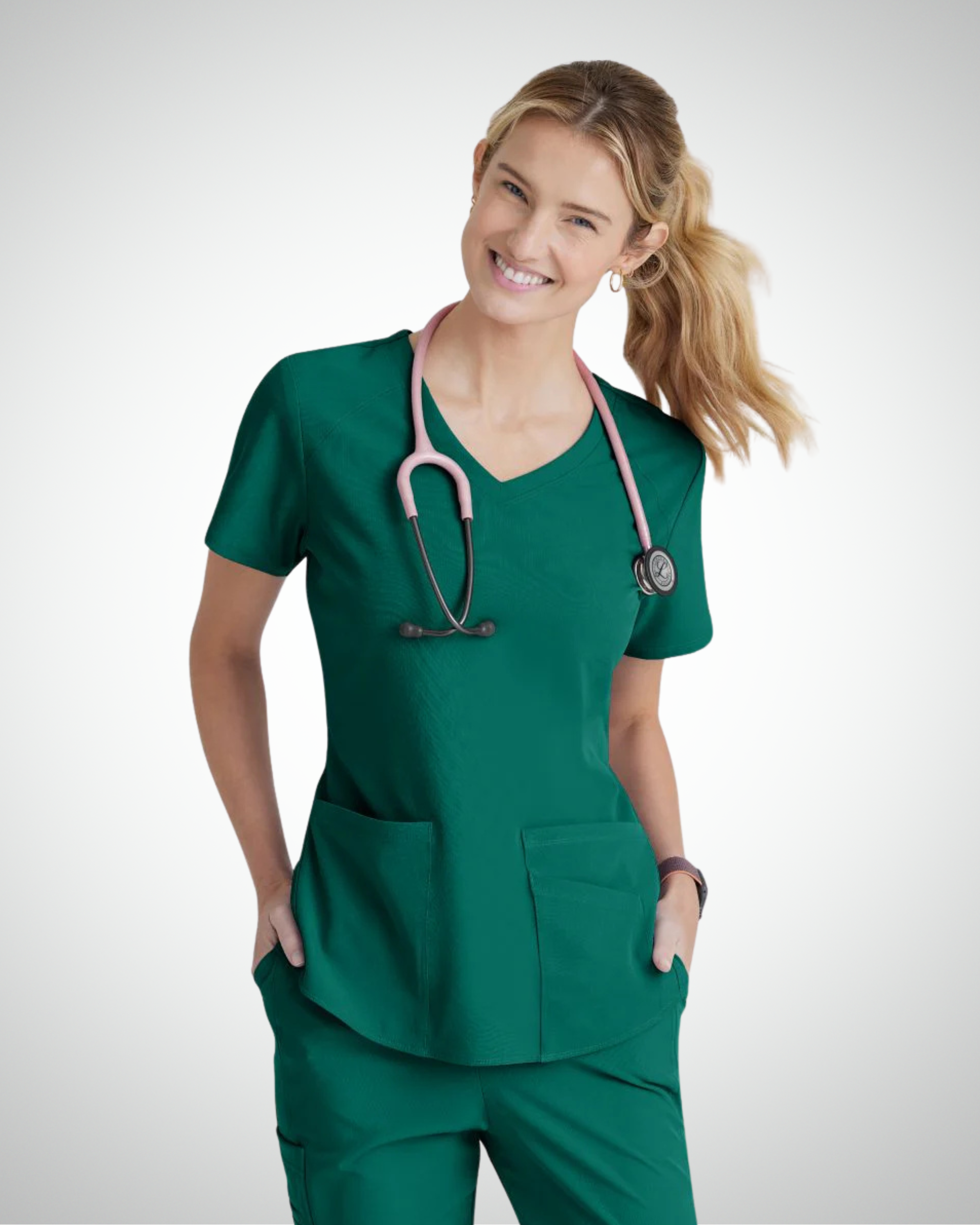Skechers - Breeze 3’Pocket Curved V’Neck Top & Mid’Rise Straight Leg Pant Scrub Set
