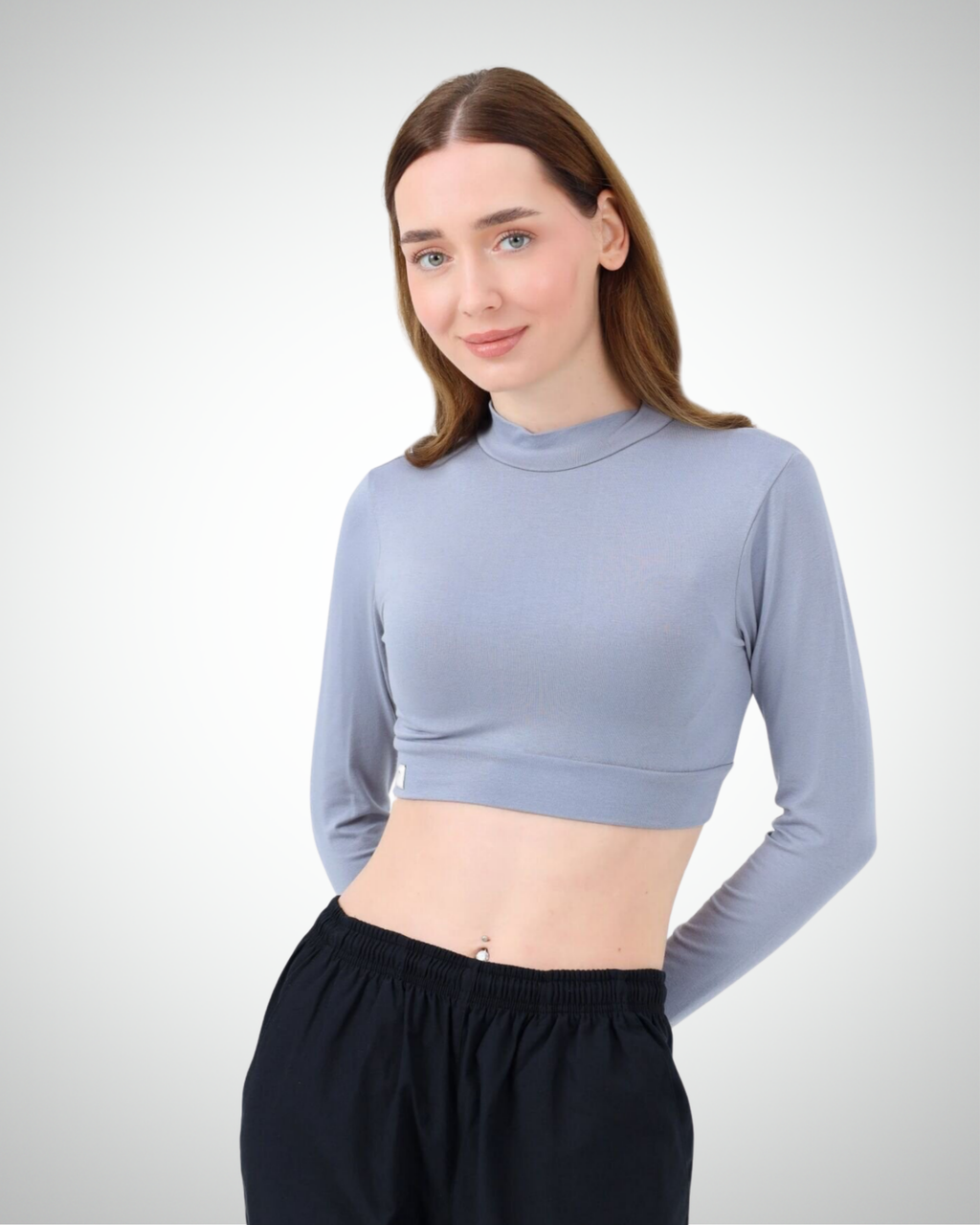 Viridi - Turtleneck Body Crop Light Grey