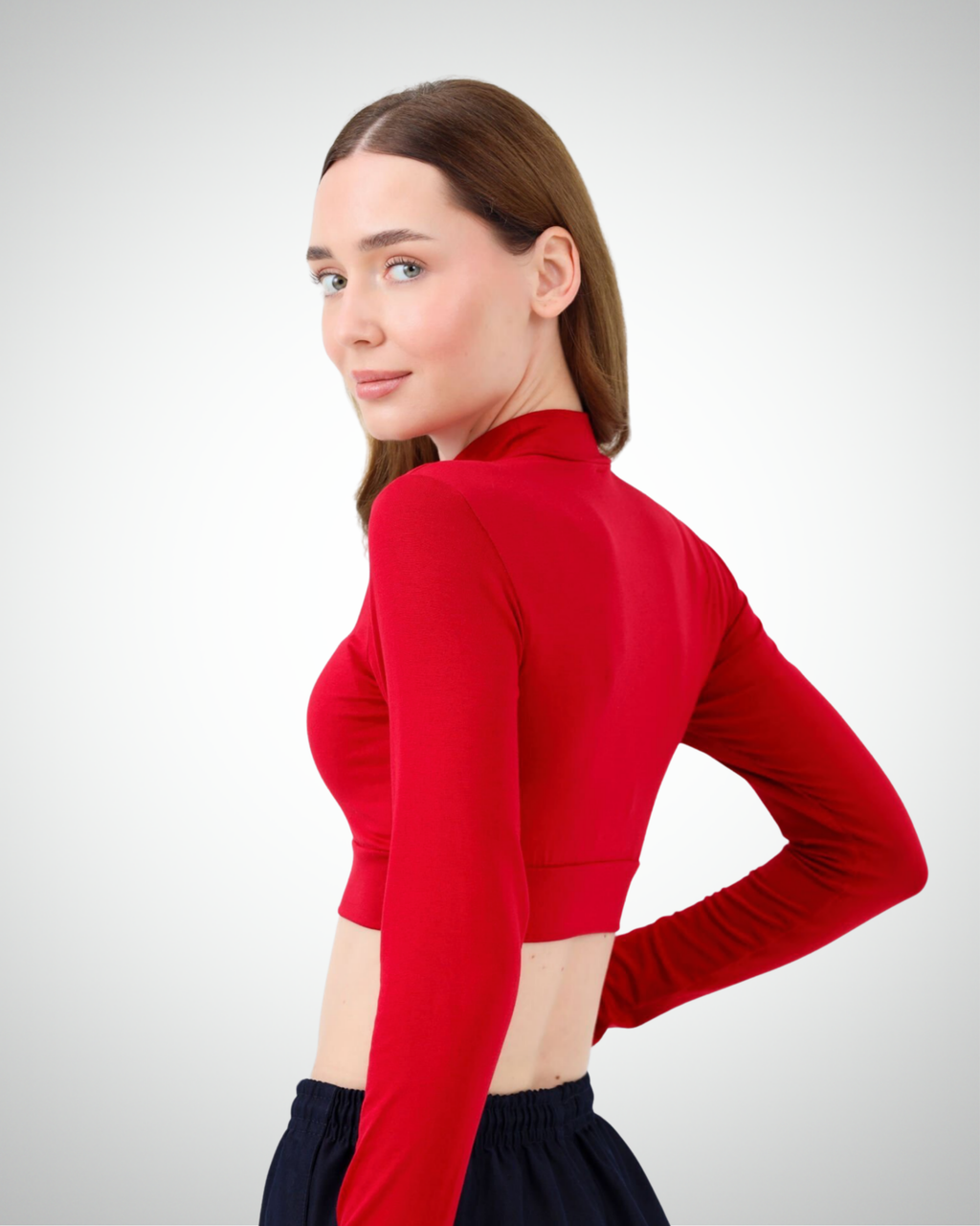 Viridi - Turtleneck Body Crop Red