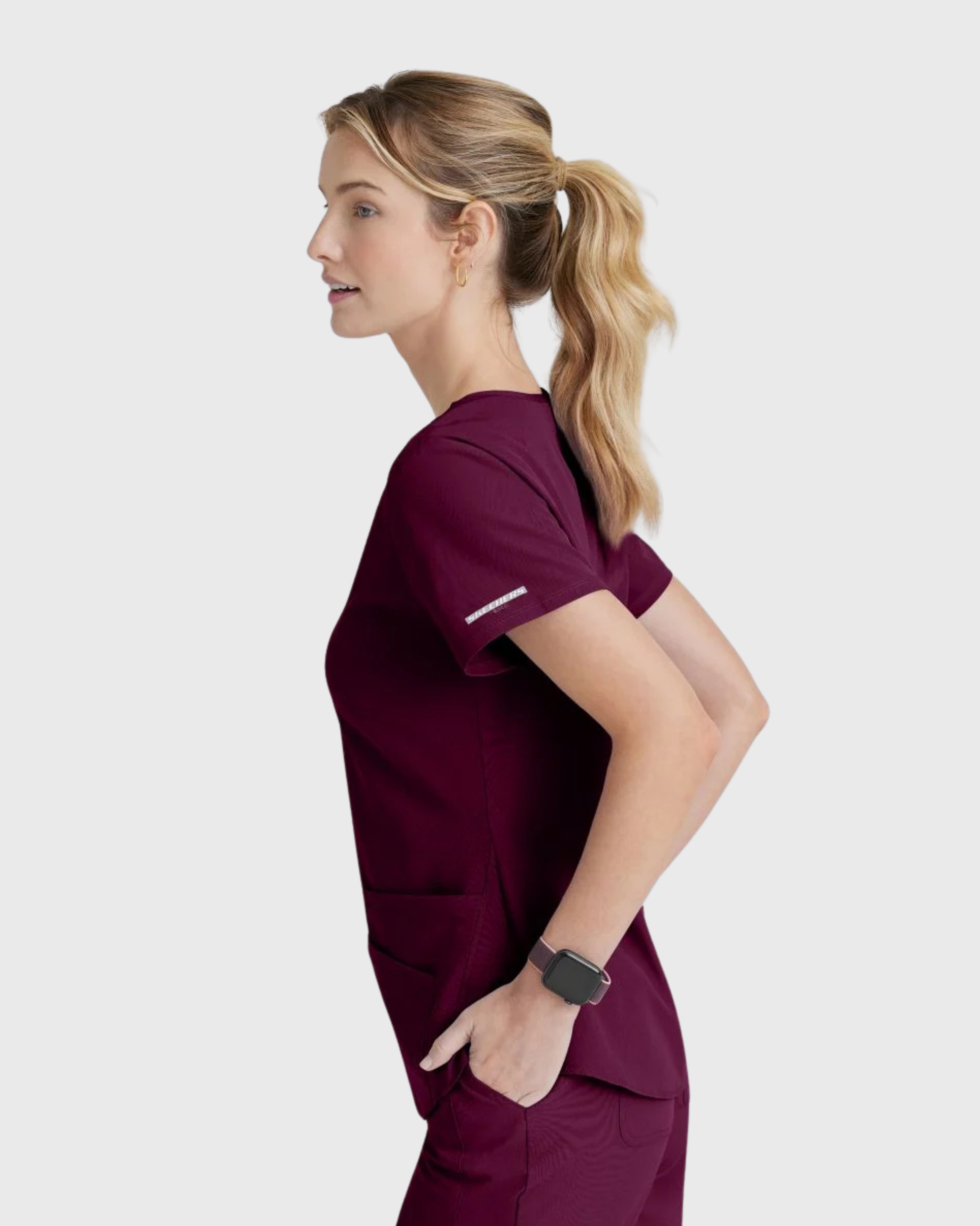 Skechers - Breeze 3’Pocket Curved V’Neck Top & Mid’Rise Straight Leg Pant Scrub Set