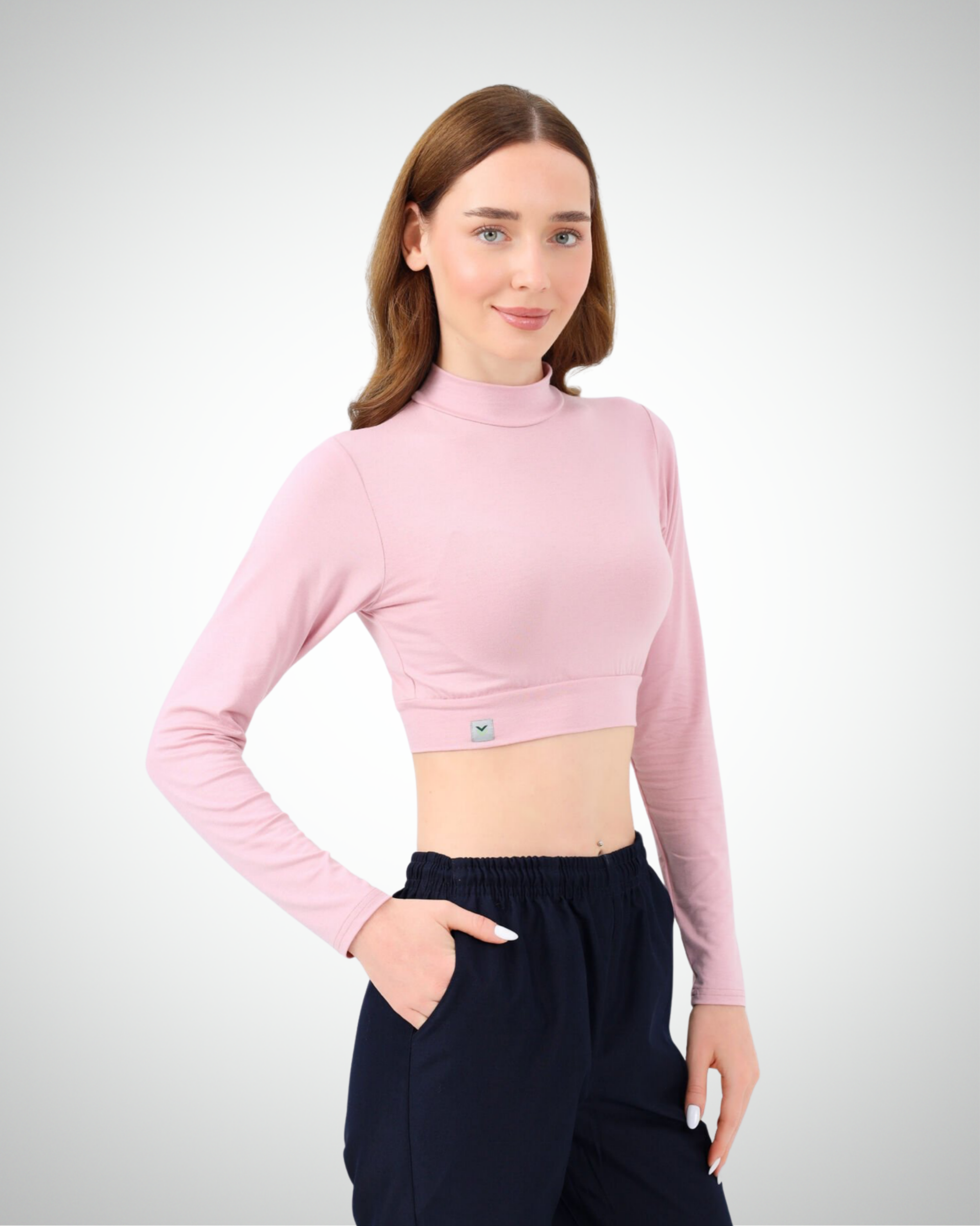 Viridi - Turtleneck Body Crop Pink
