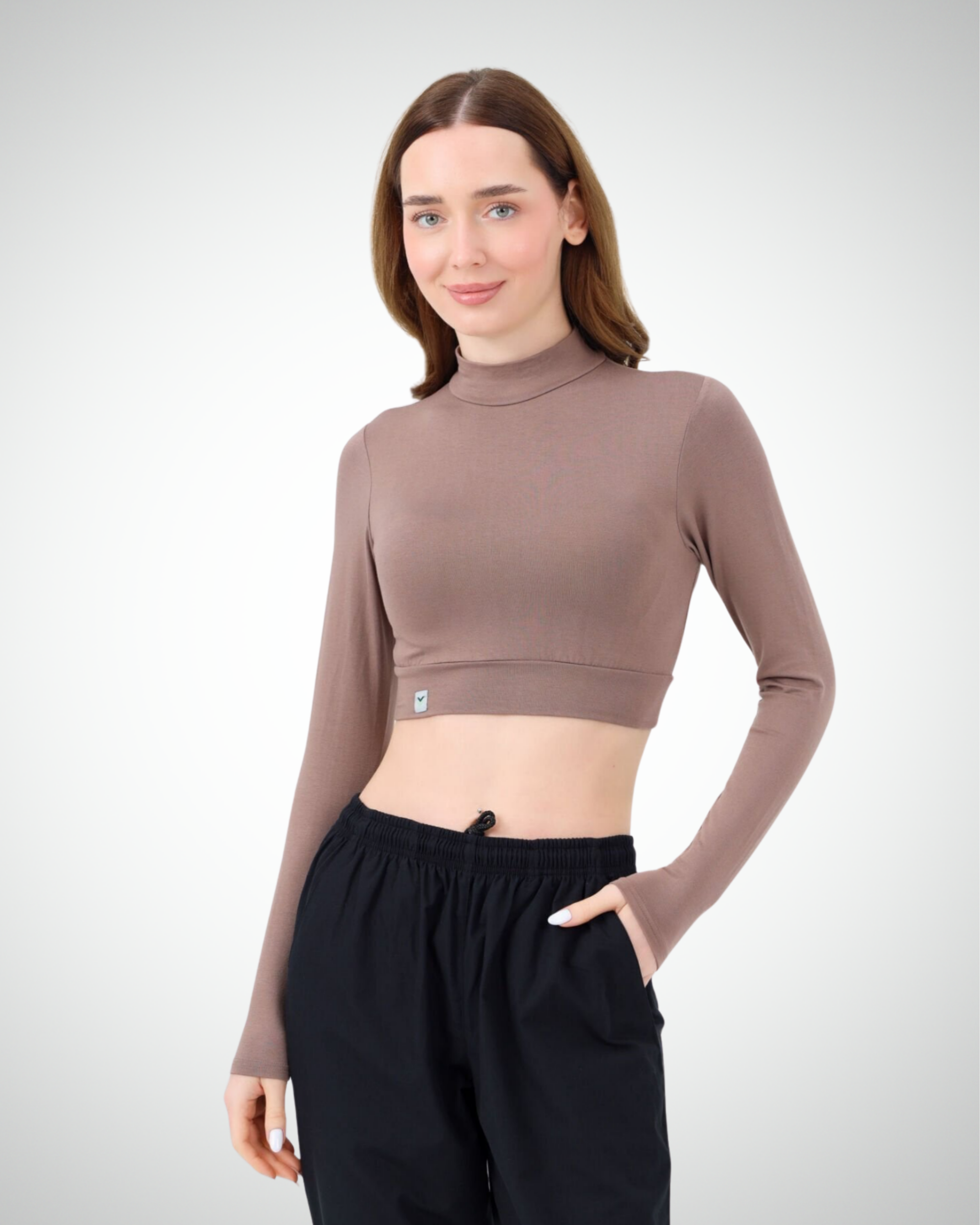 Viridi - Turtleneck Body Crop Dark Mink