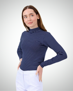 Viridi - Fisherman Collar Striped Body Navy Blue & White