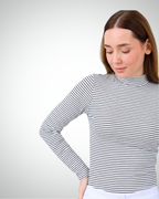 Viridi - Fisherman Collar Striped Body Black & White