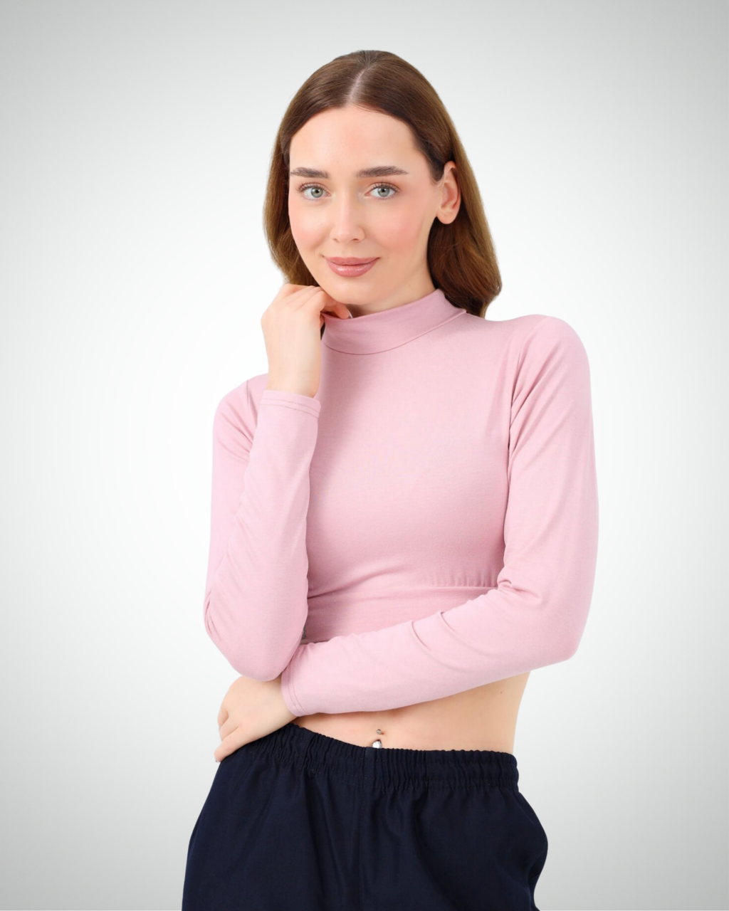 Viridi - Turtleneck Body Crop Pink
