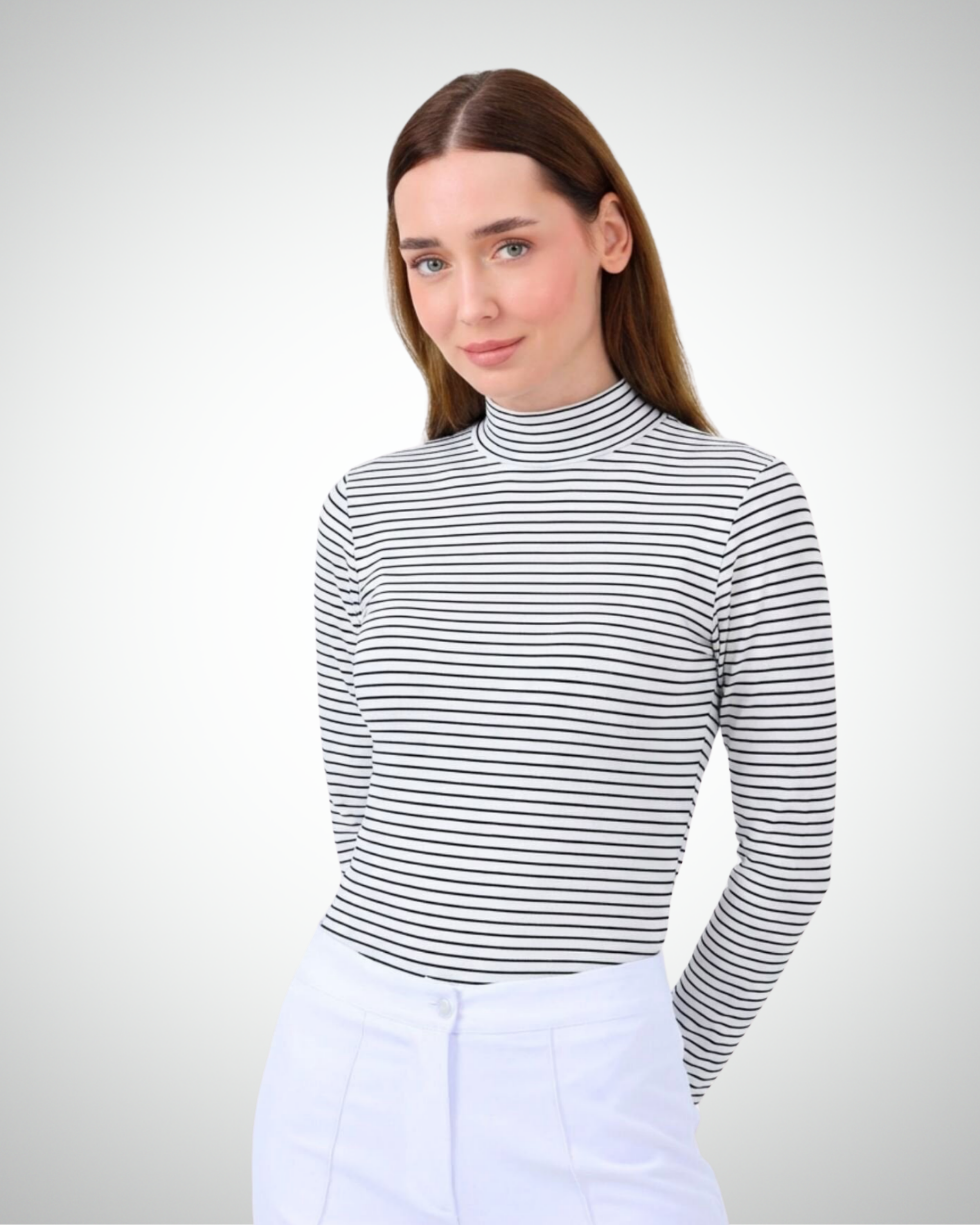 Viridi - Fisherman Collar Striped Body Black & White