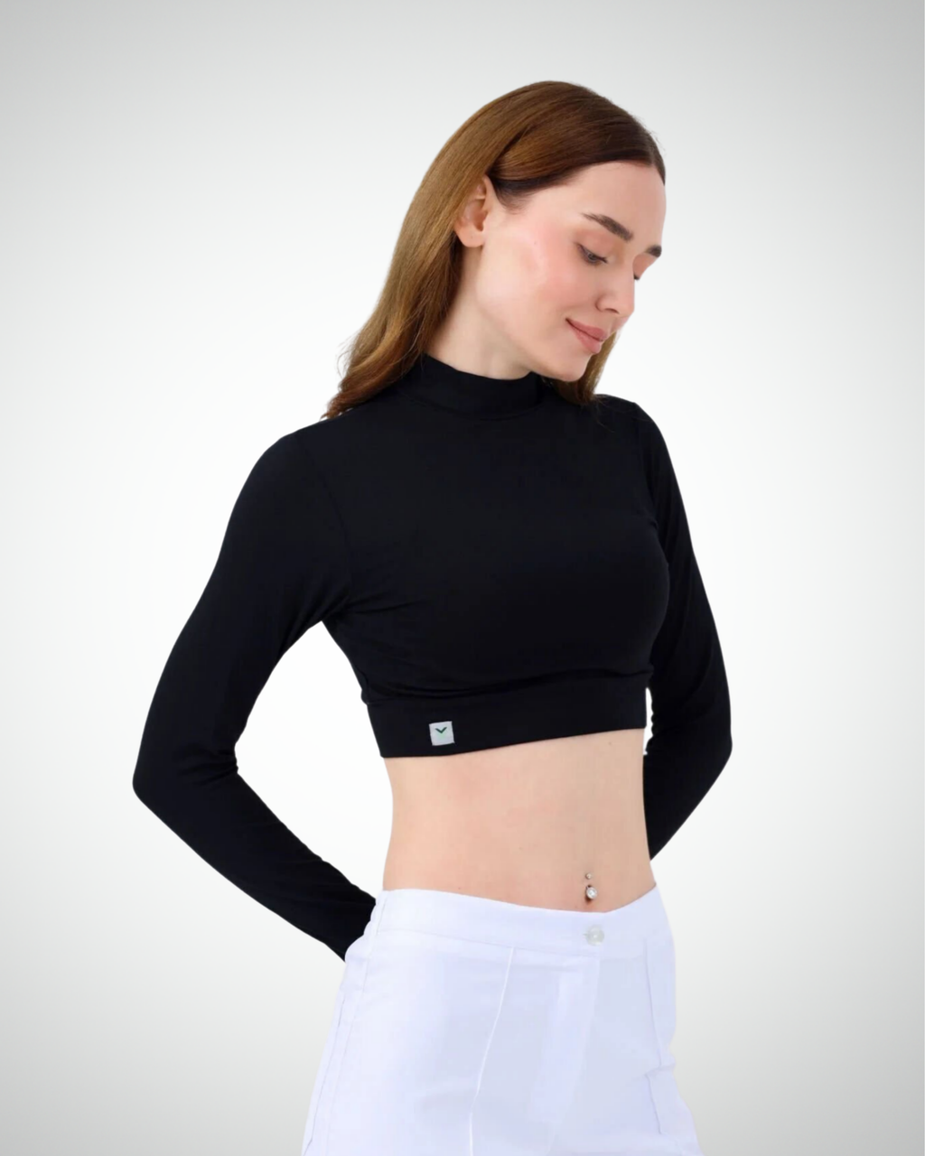 Viridi - Turtleneck Body Crop Black