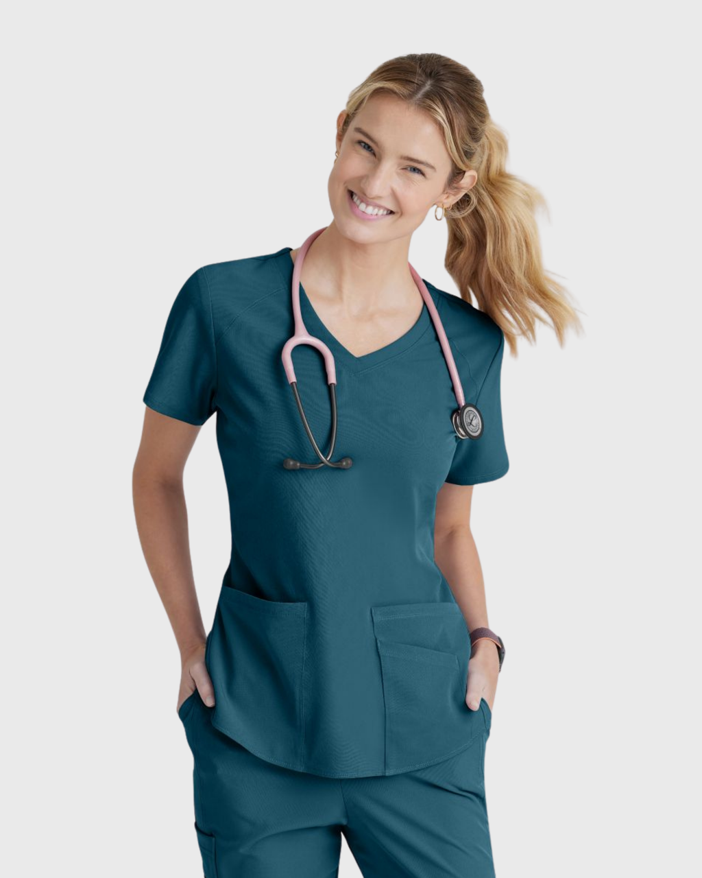 Skechers - Breeze 3’Pocket Curved V’Neck Top & Mid’Rise Straight Leg Pant Scrub Set