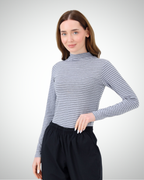 Viridi - Fisherman Collar Striped Body Grey & Black