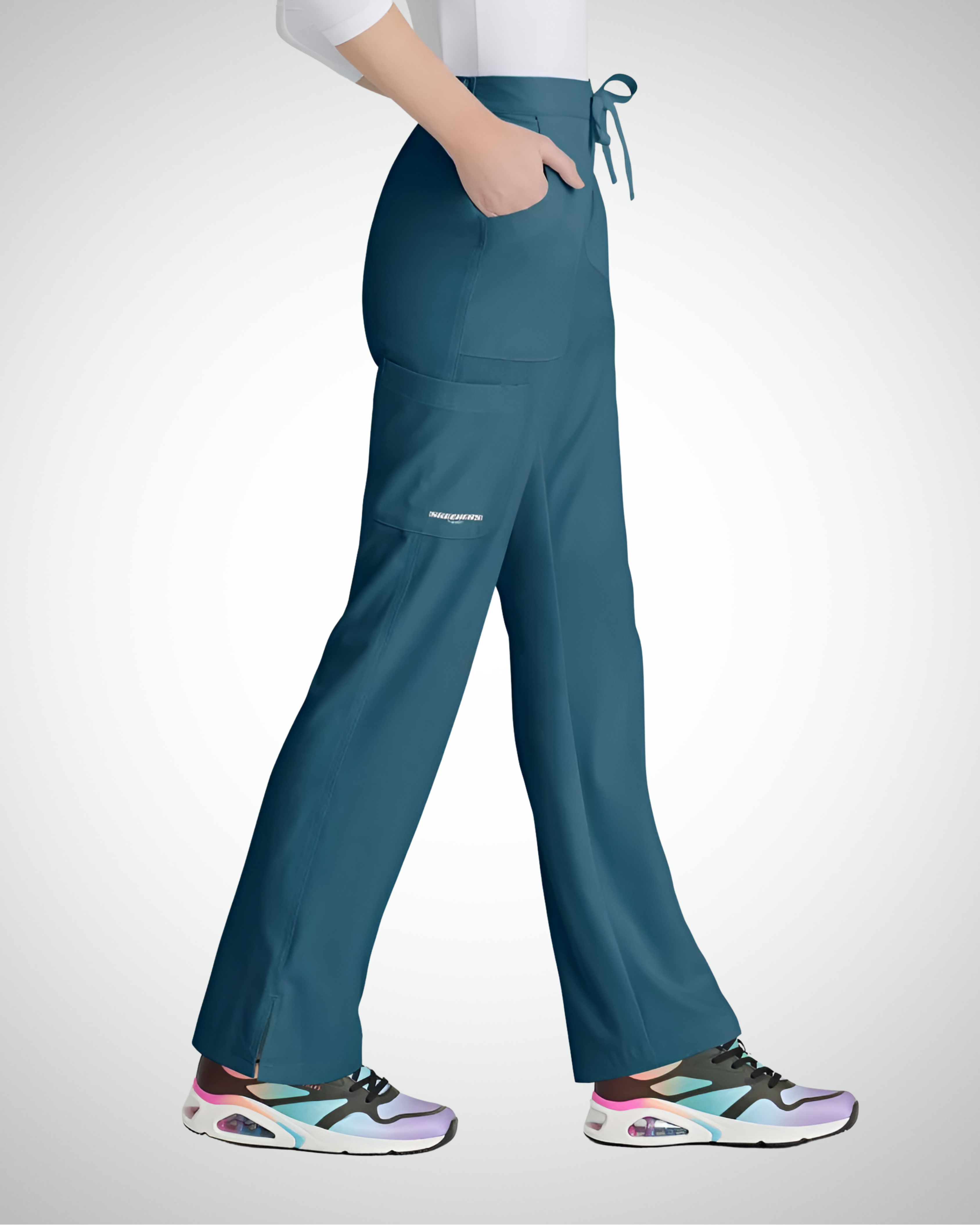 Skechers - Breeze 3’Pocket Curved V’Neck Top & Mid’Rise Straight Leg Pant Scrub Set