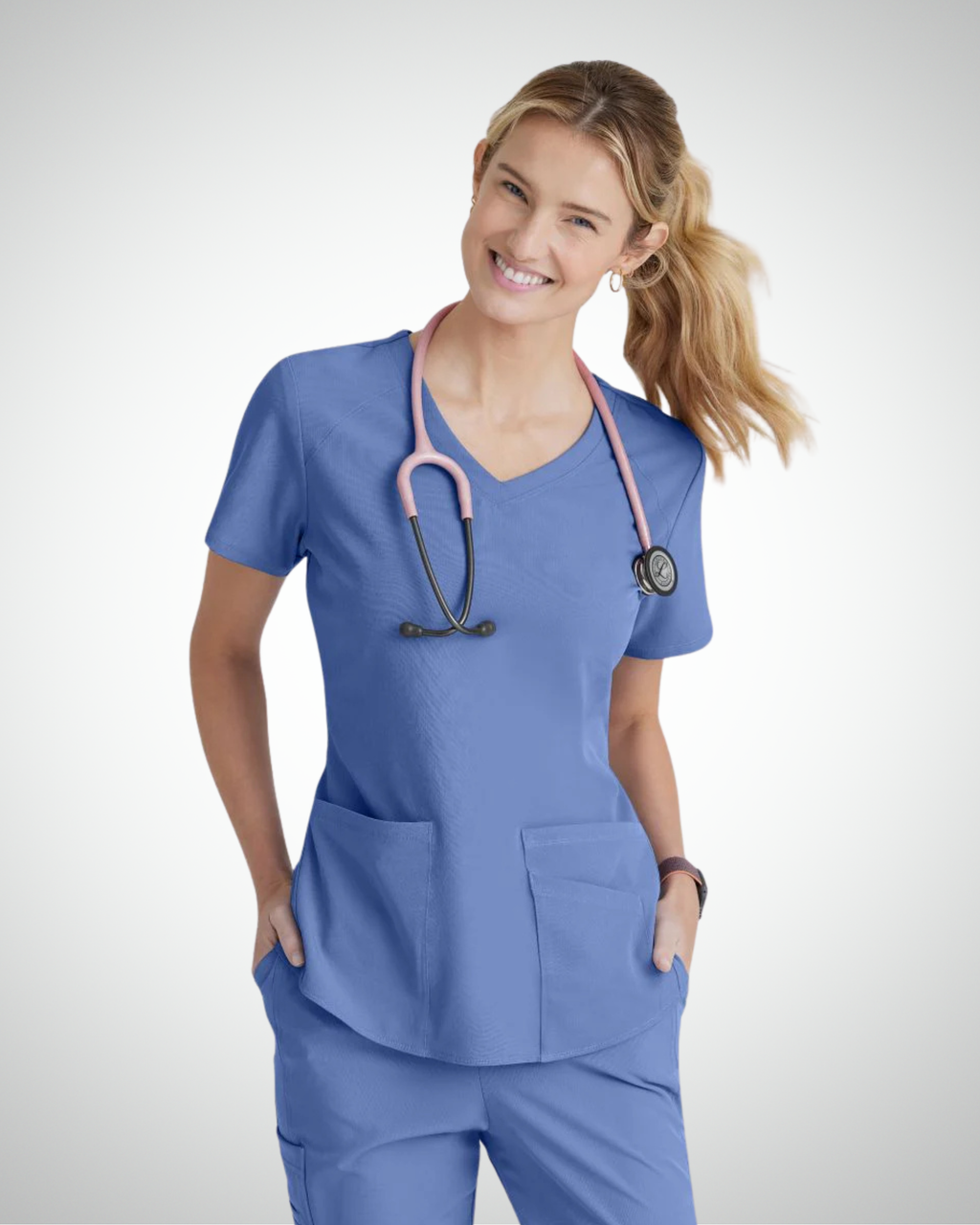 Skechers - Breeze 3’Pocket Curved V’Neck Top & Mid’Rise Straight Leg Pant Scrub Set
