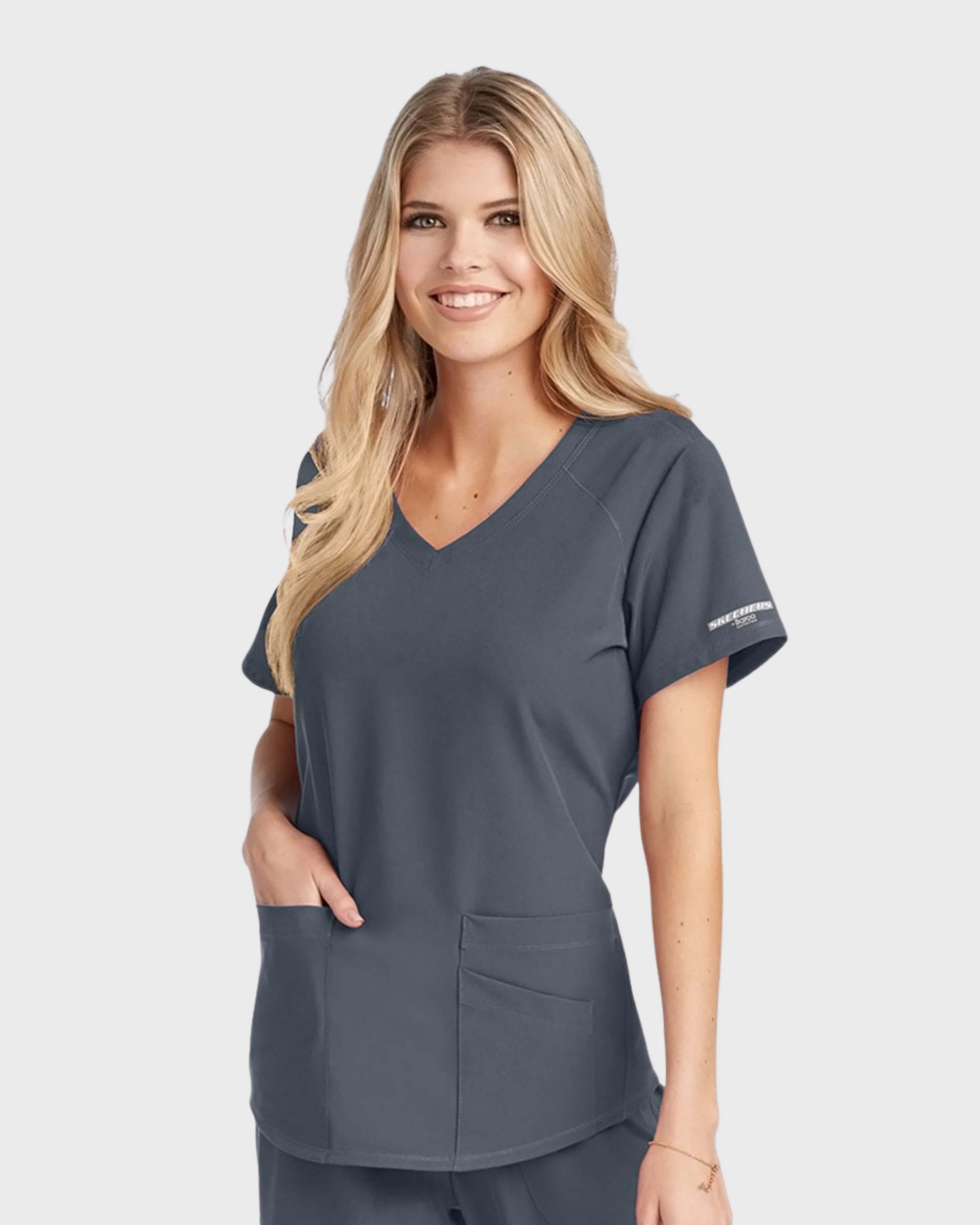 Skechers - Breeze 3’Pocket Curved V’Neck Top & Mid’Rise Straight Leg Pant Scrub Set