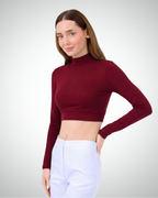 Viridi - Turtleneck Body Crop Claret Red