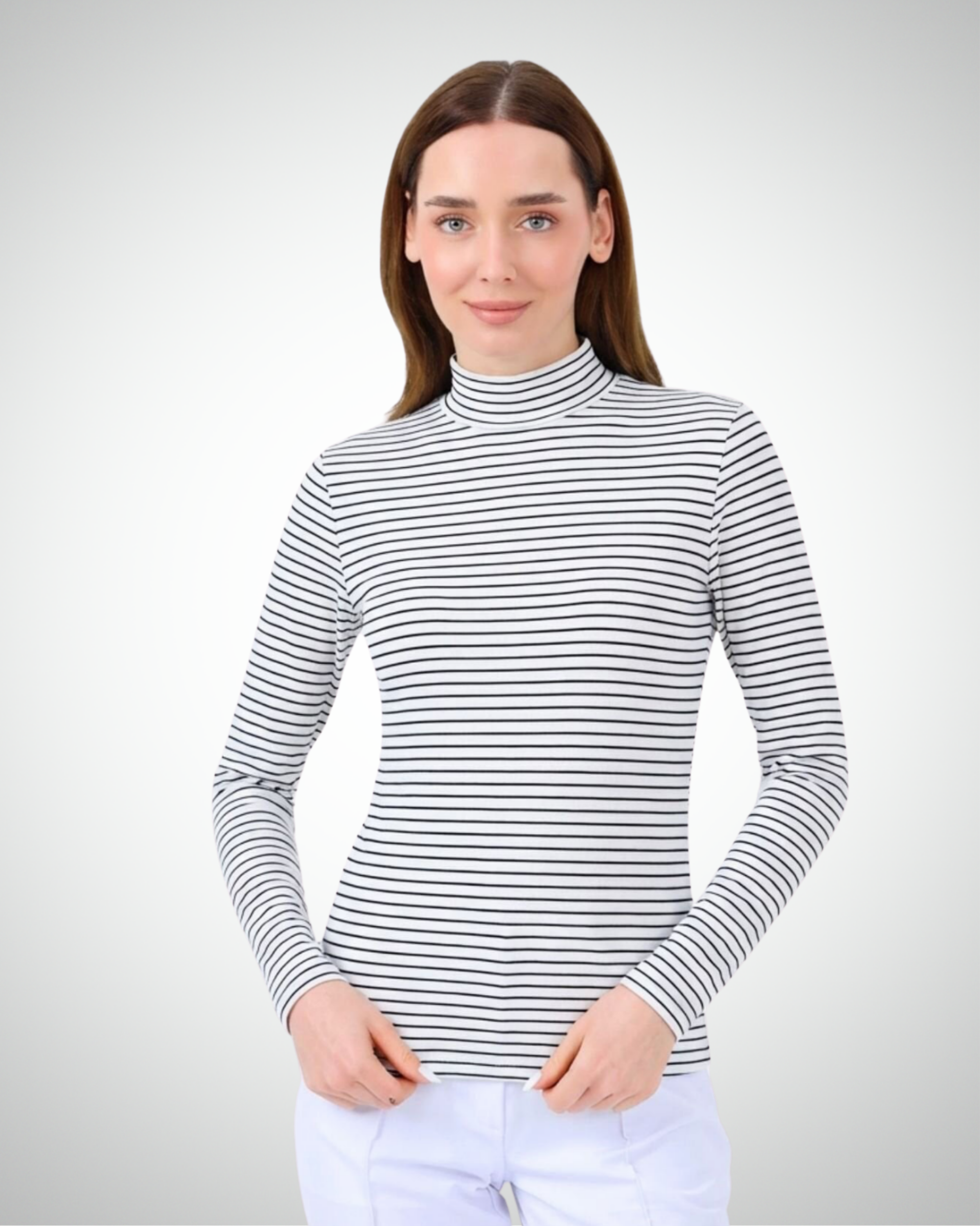 Viridi - Fisherman Collar Striped Body Black & White