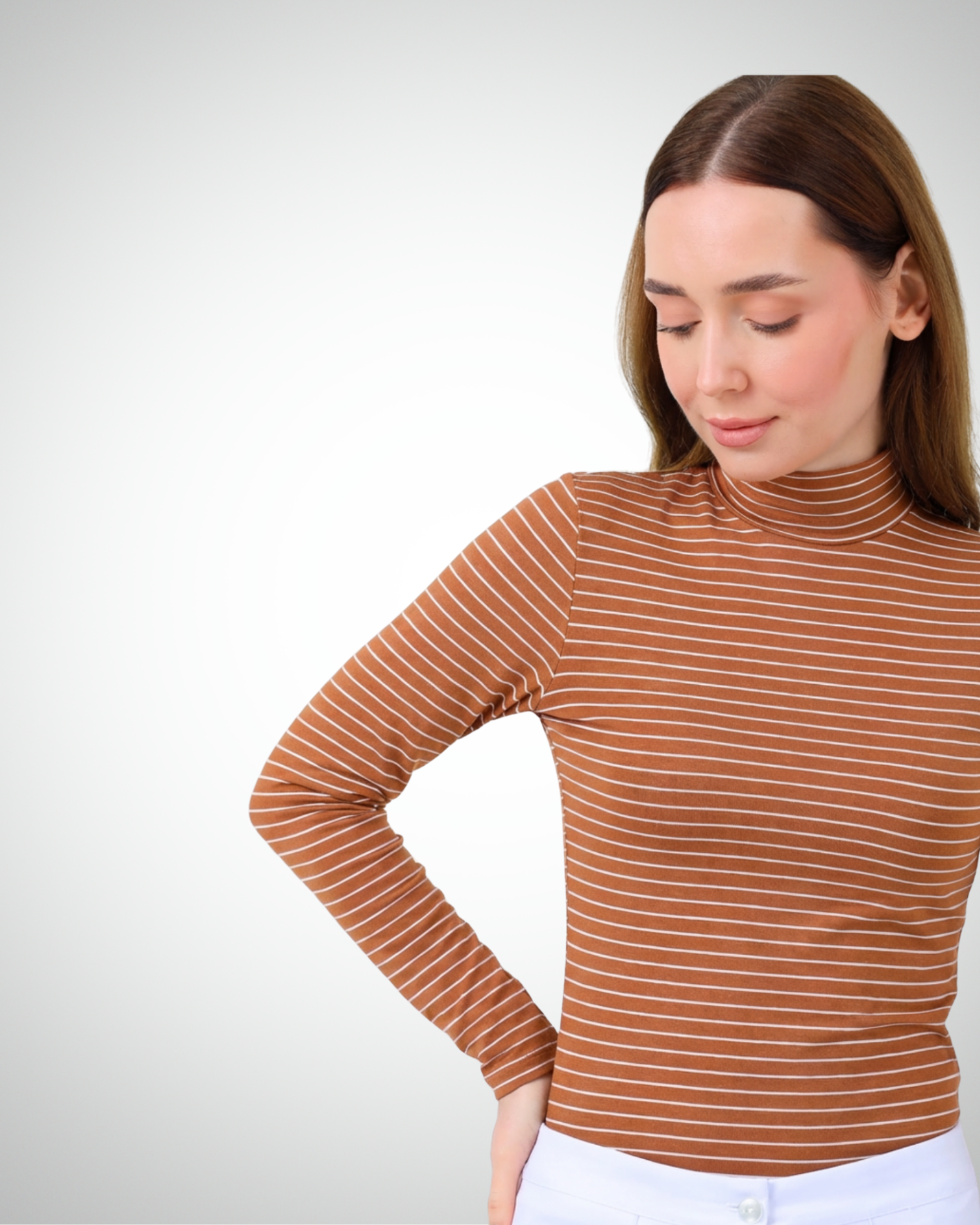 Viridi - Fisherman Collar Striped Body Tarcin & White