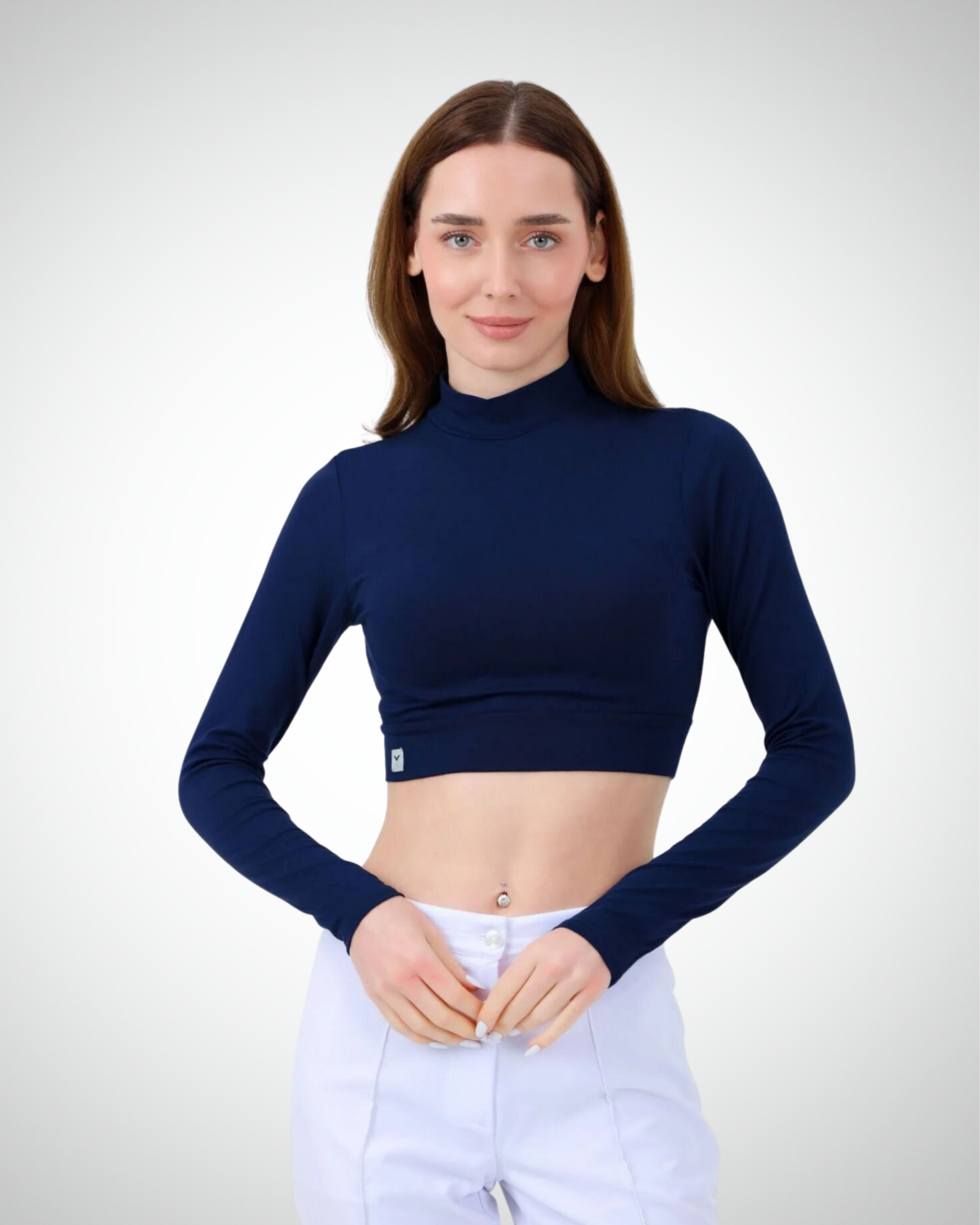 Viridi - Turtleneck Body Crop Navy Blue