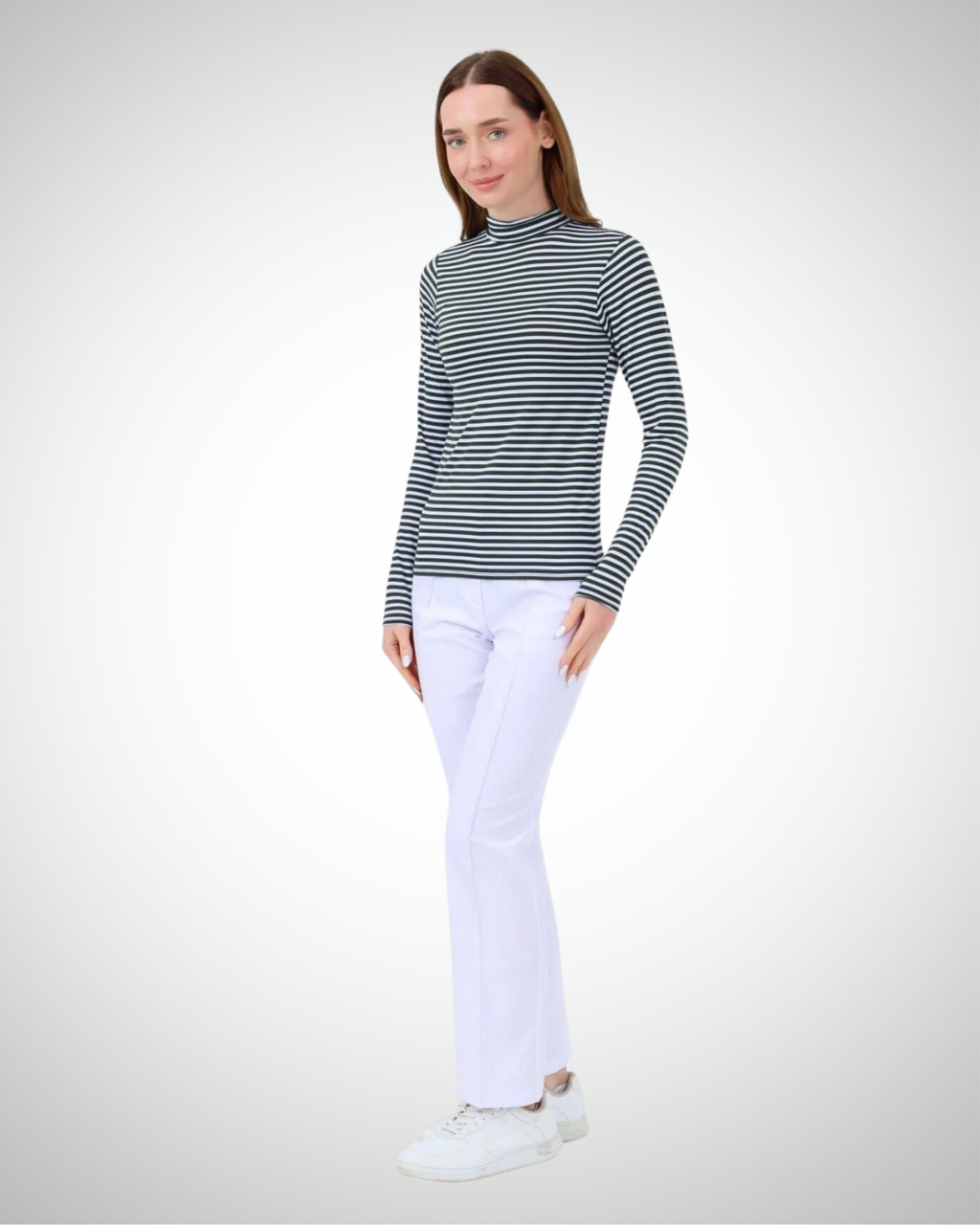 Viridi - Fisherman Collar Striped Body Green & White