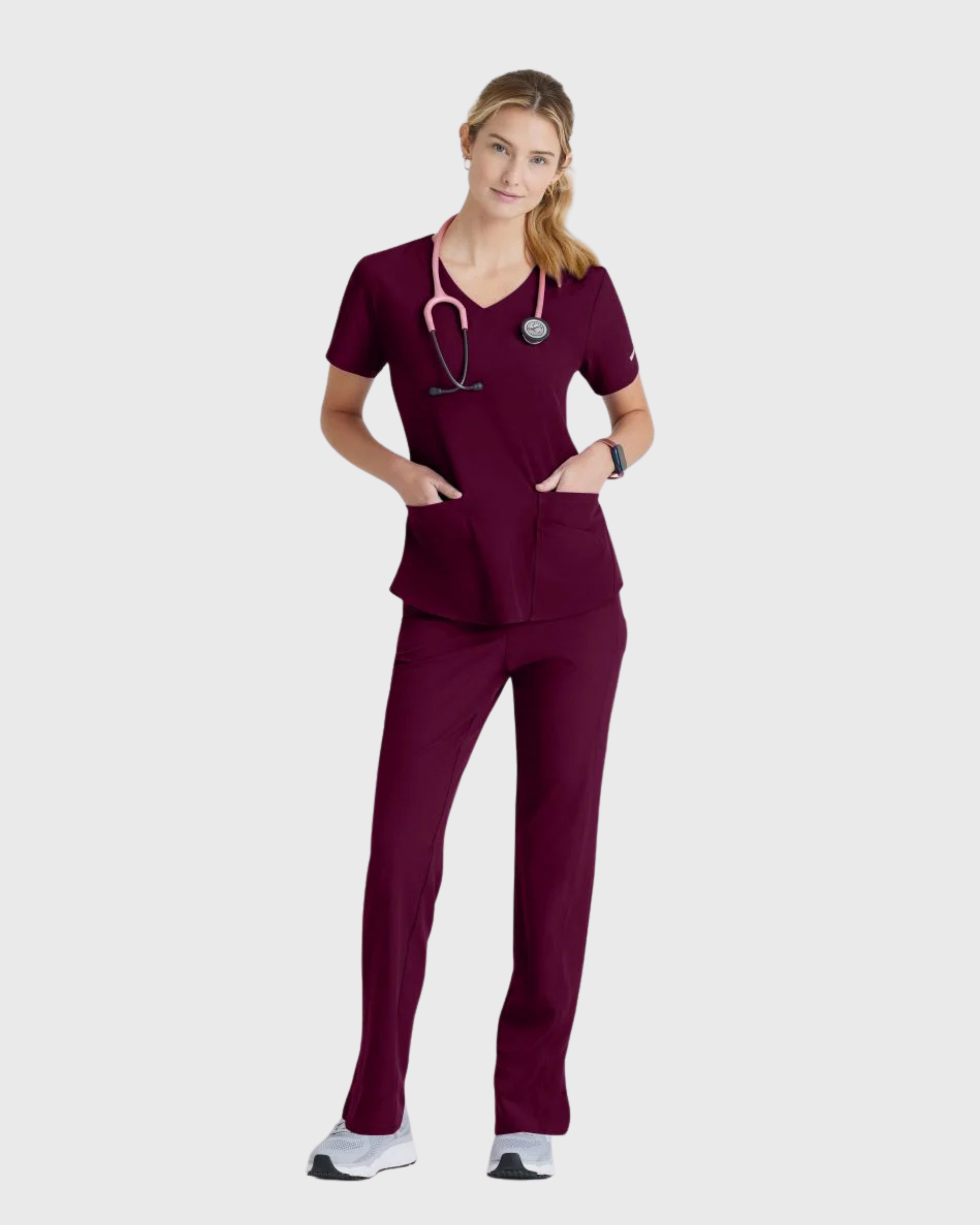 Skechers - Breeze 3’Pocket Curved V’Neck Top & Mid’Rise Straight Leg Pant Scrub Set