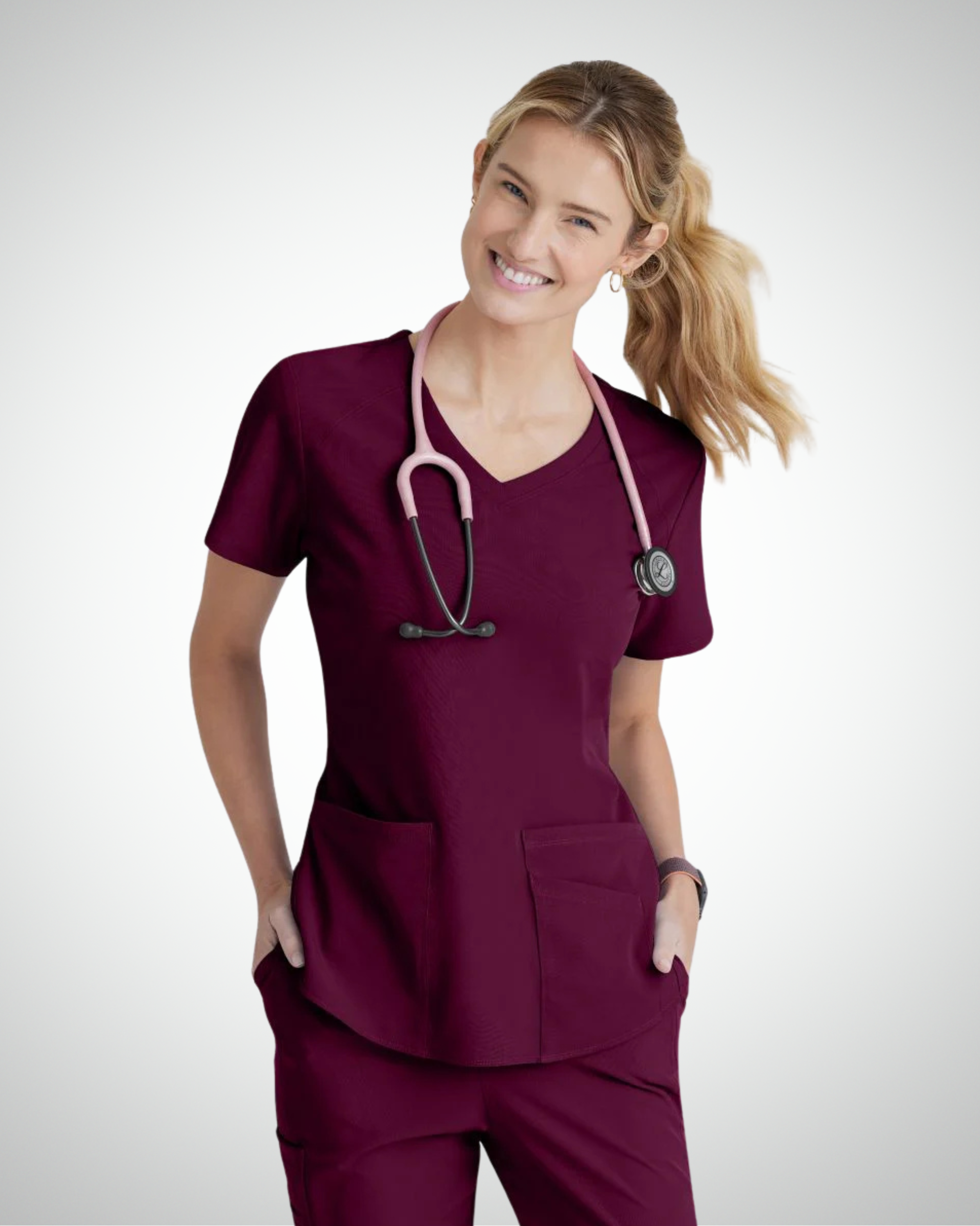 Skechers - Breeze 3’Pocket Curved V’Neck Top & Mid’Rise Straight Leg Pant Scrub Set