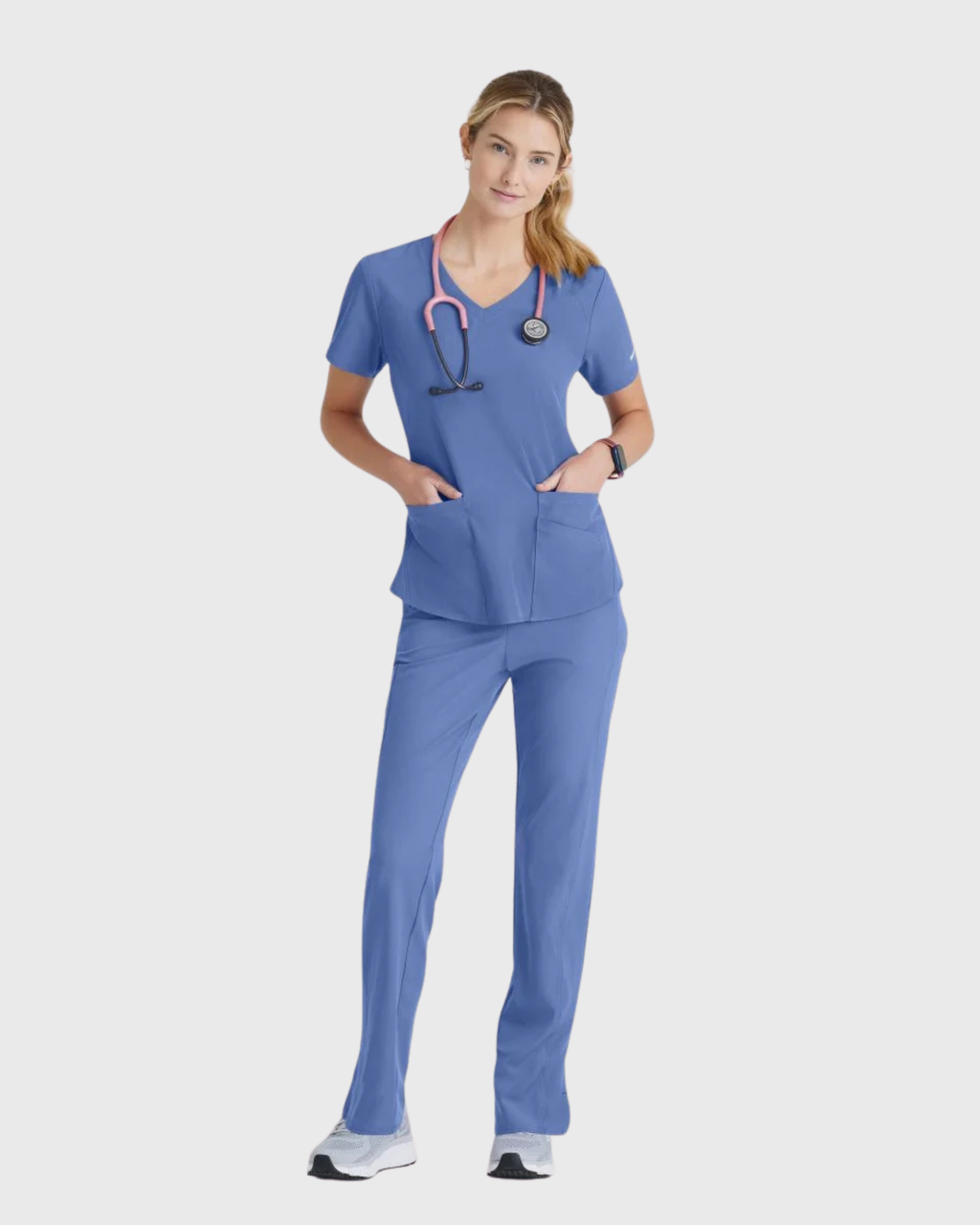 Skechers - Breeze 3’Pocket Curved V’Neck Top & Mid’Rise Straight Leg Pant Scrub Set