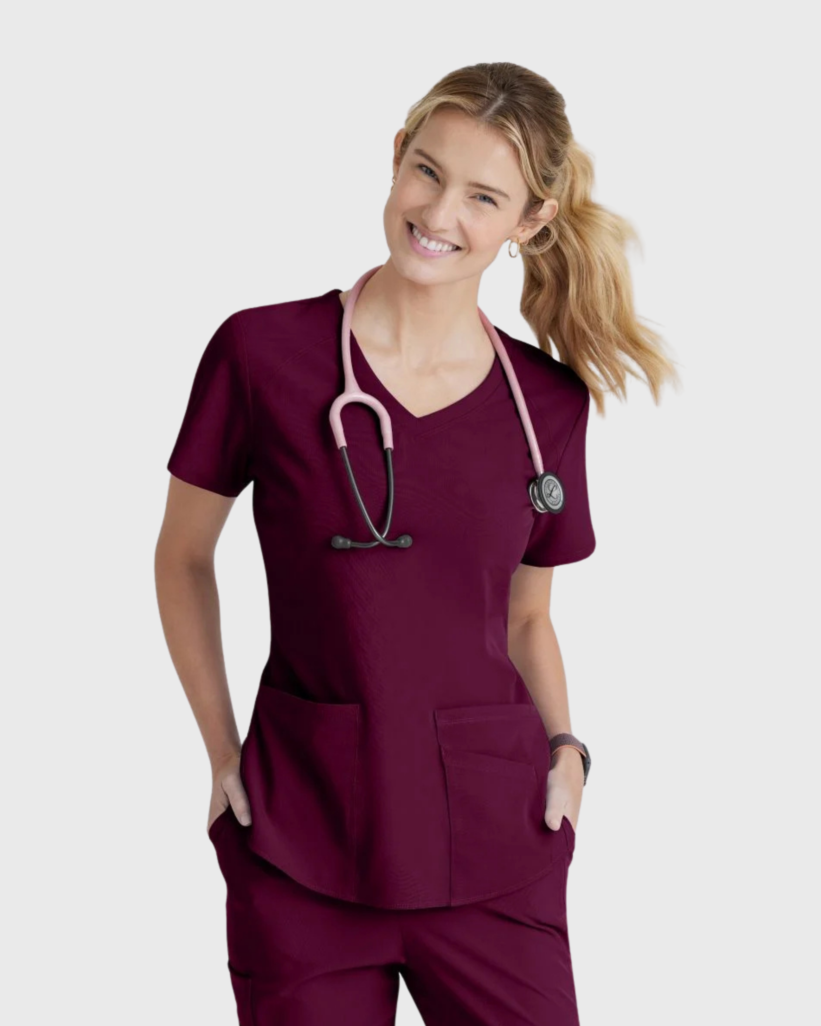 Skechers - Breeze 3’Pocket Curved V’Neck Top & Mid’Rise Straight Leg Pant Scrub Set