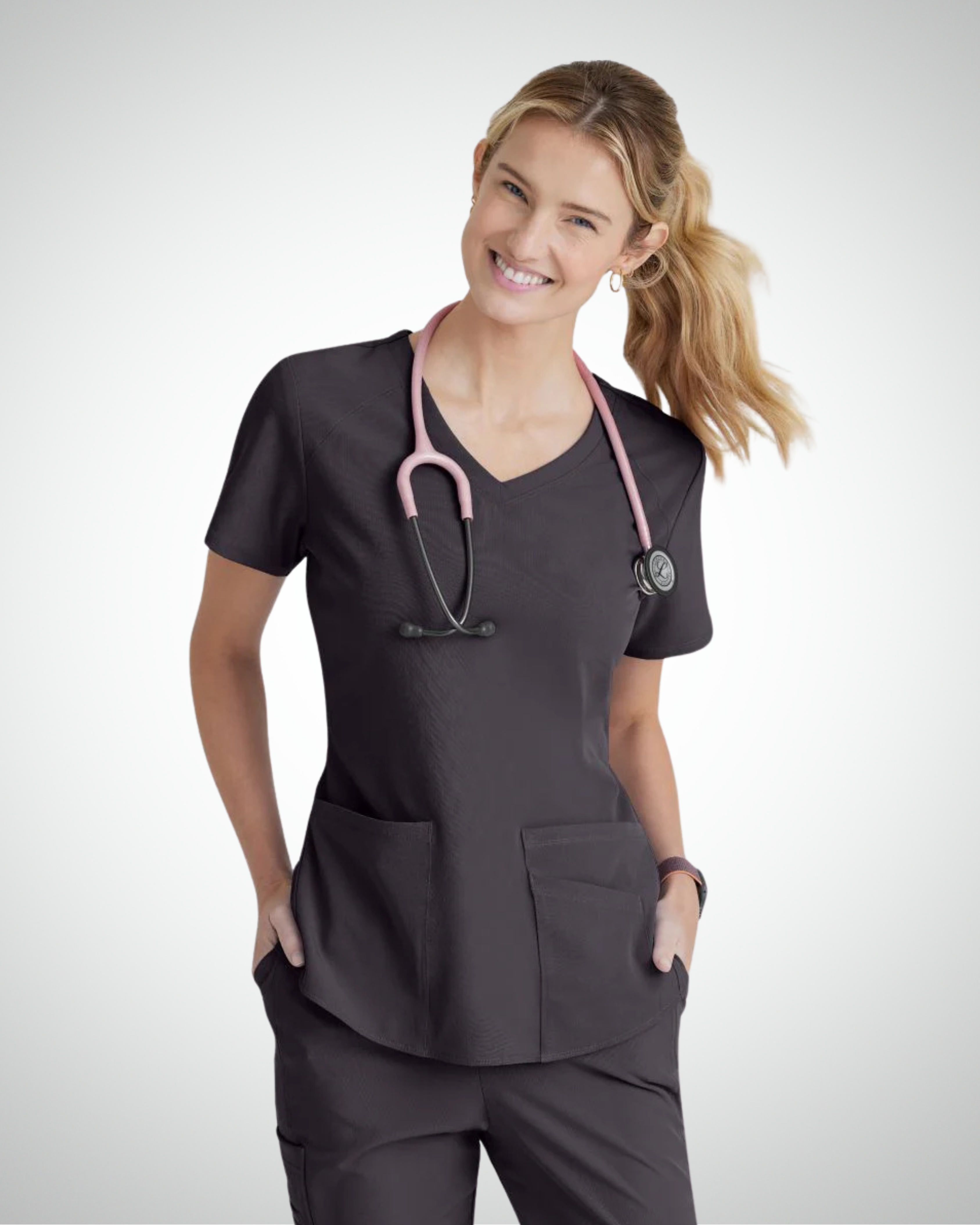 Skechers - Breeze 3’Pocket Curved V’Neck Top & Mid’Rise Straight Leg Pant Scrub Set