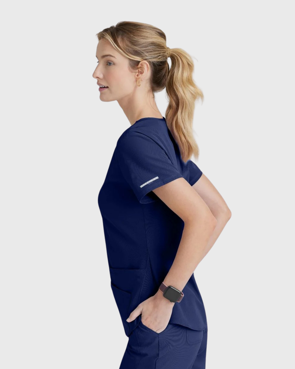 Skechers - Breeze 3’Pocket Curved V’Neck Top & Mid’Rise Straight Leg Pant Scrub Set