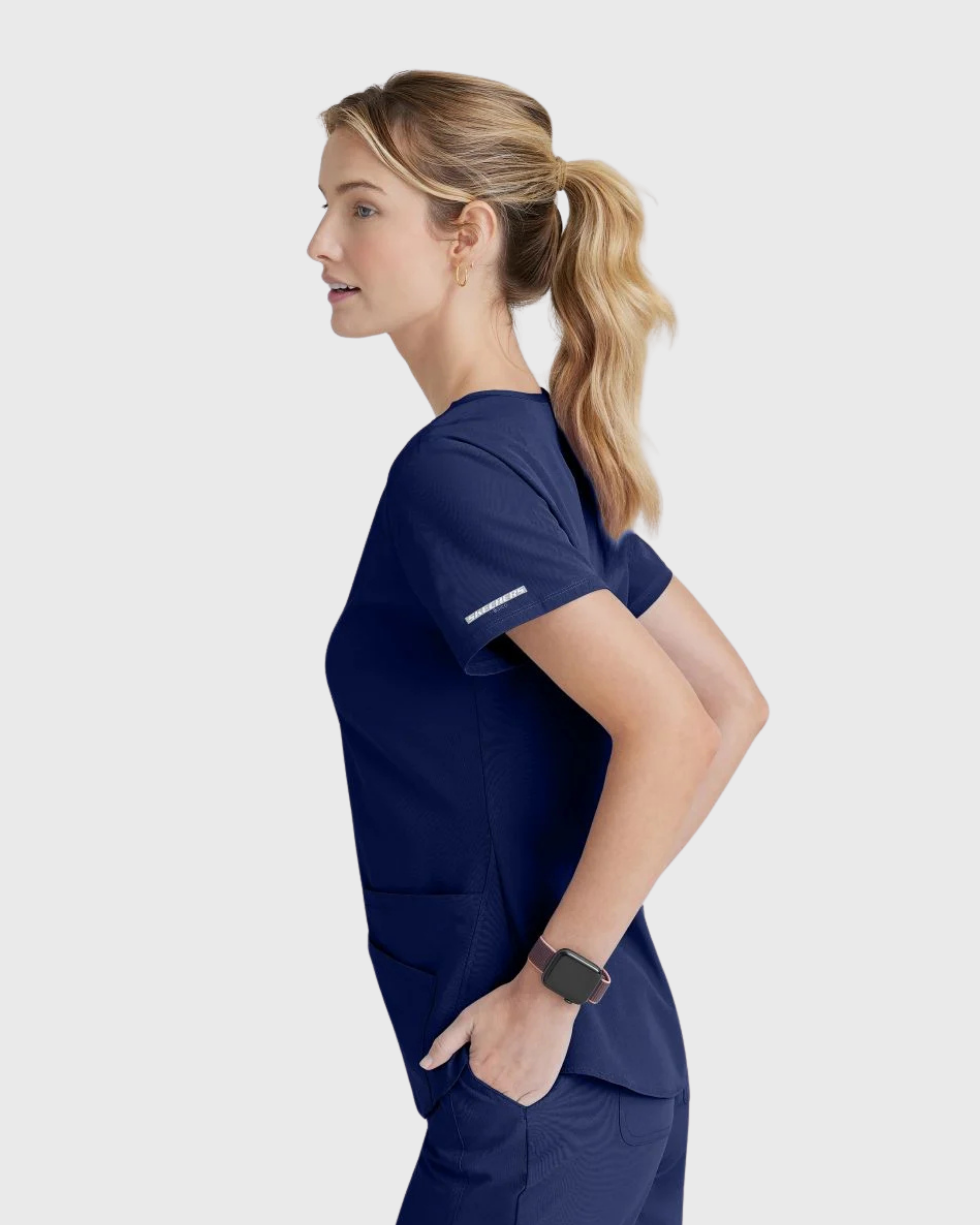 Skechers - Breeze 3’Pocket Curved V’Neck Top & Mid’Rise Straight Leg Pant Scrub Set