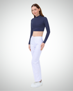 Viridi - Fisherman Collar Striped Crop Body Navy Blue & White