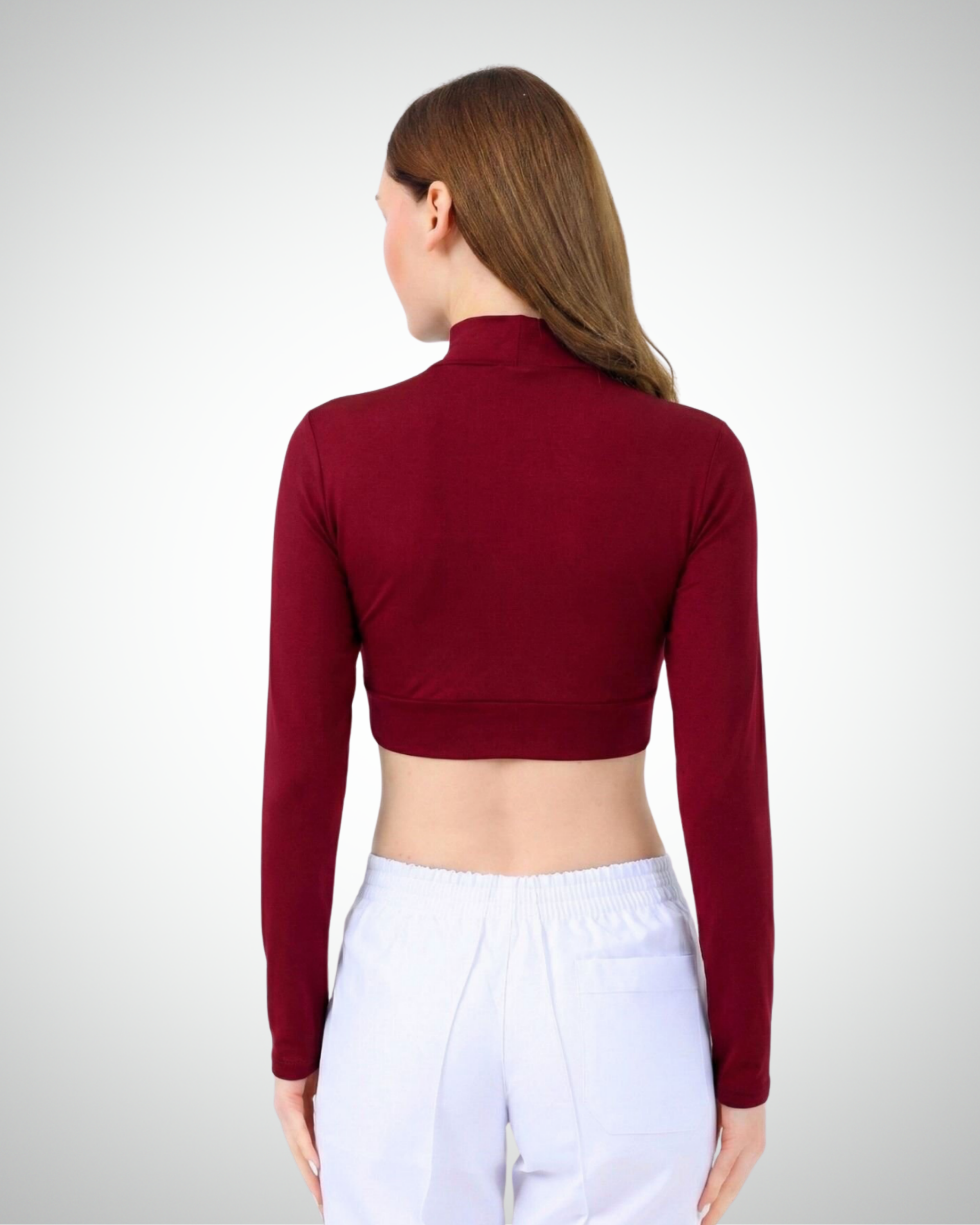 Viridi - Turtleneck Body Crop Claret Red