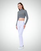 Viridi - Fisherman Collar Striped Crop Body Green & White