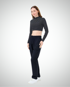 Viridi - Fisherman Collar Striped Crop Body Black & White
