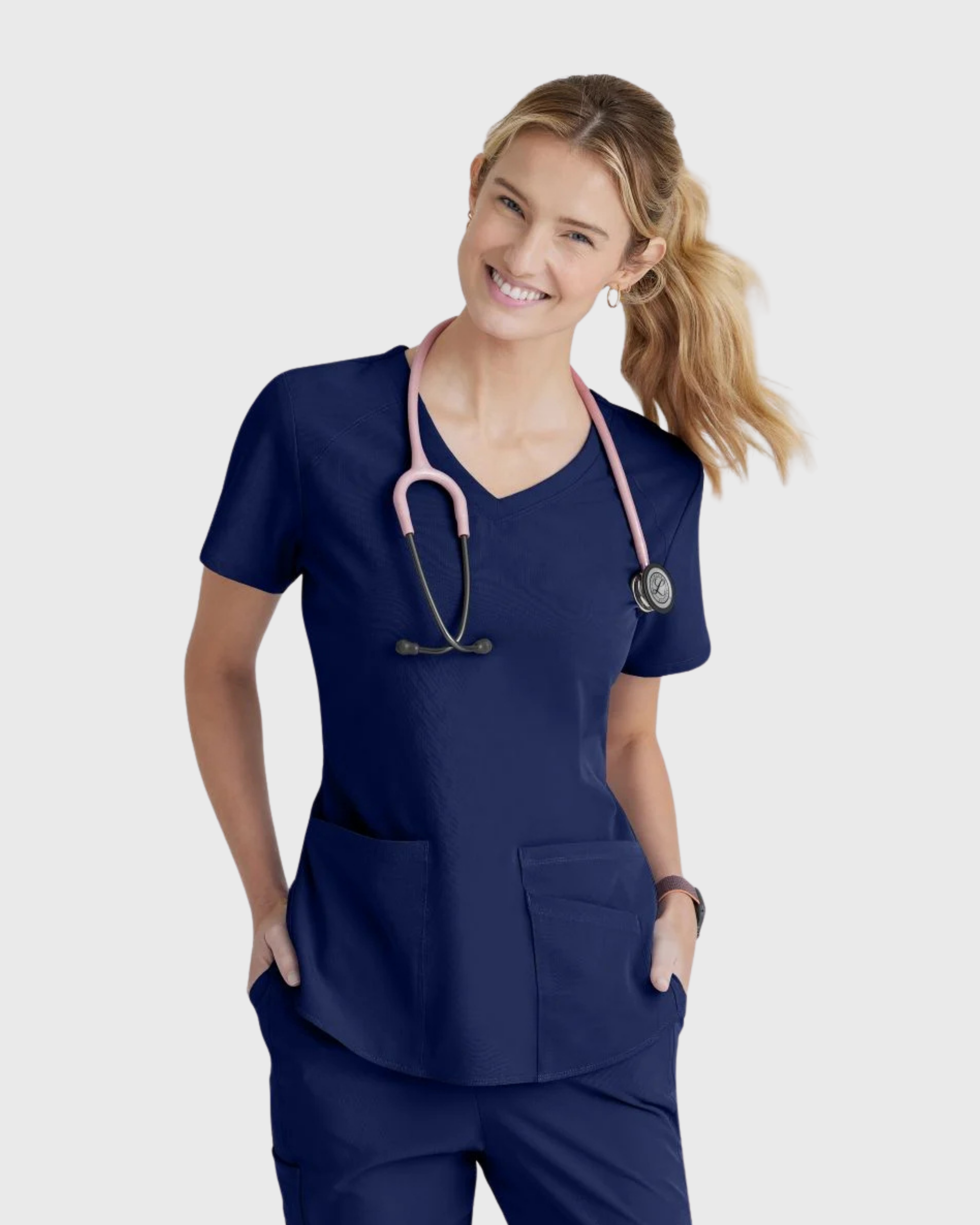 Skechers - Breeze 3’Pocket Curved V’Neck Top & Mid’Rise Straight Leg Pant Scrub Set